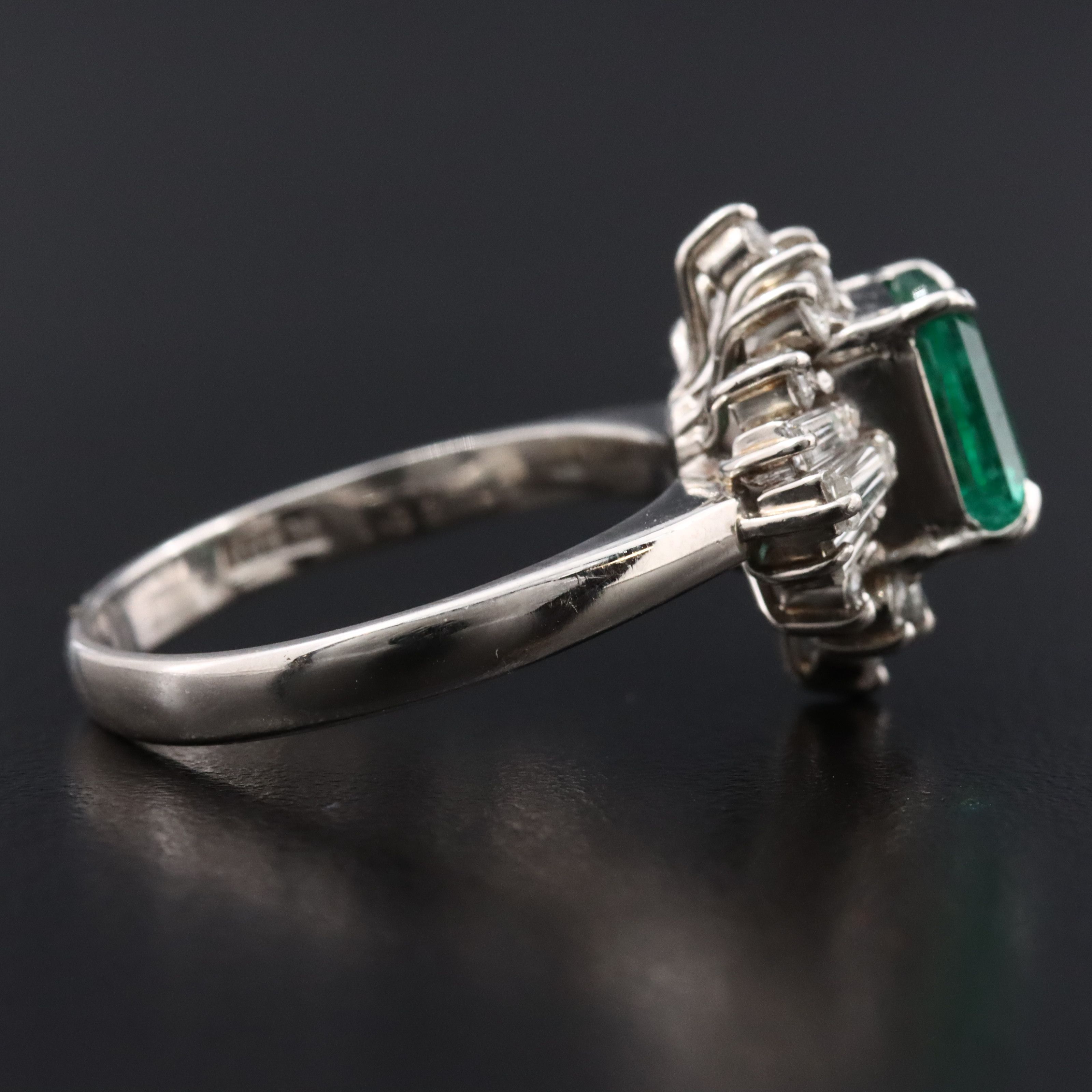 Platinum 1.32 CT Zambian Emerald and Diamond Ring with GIA Report