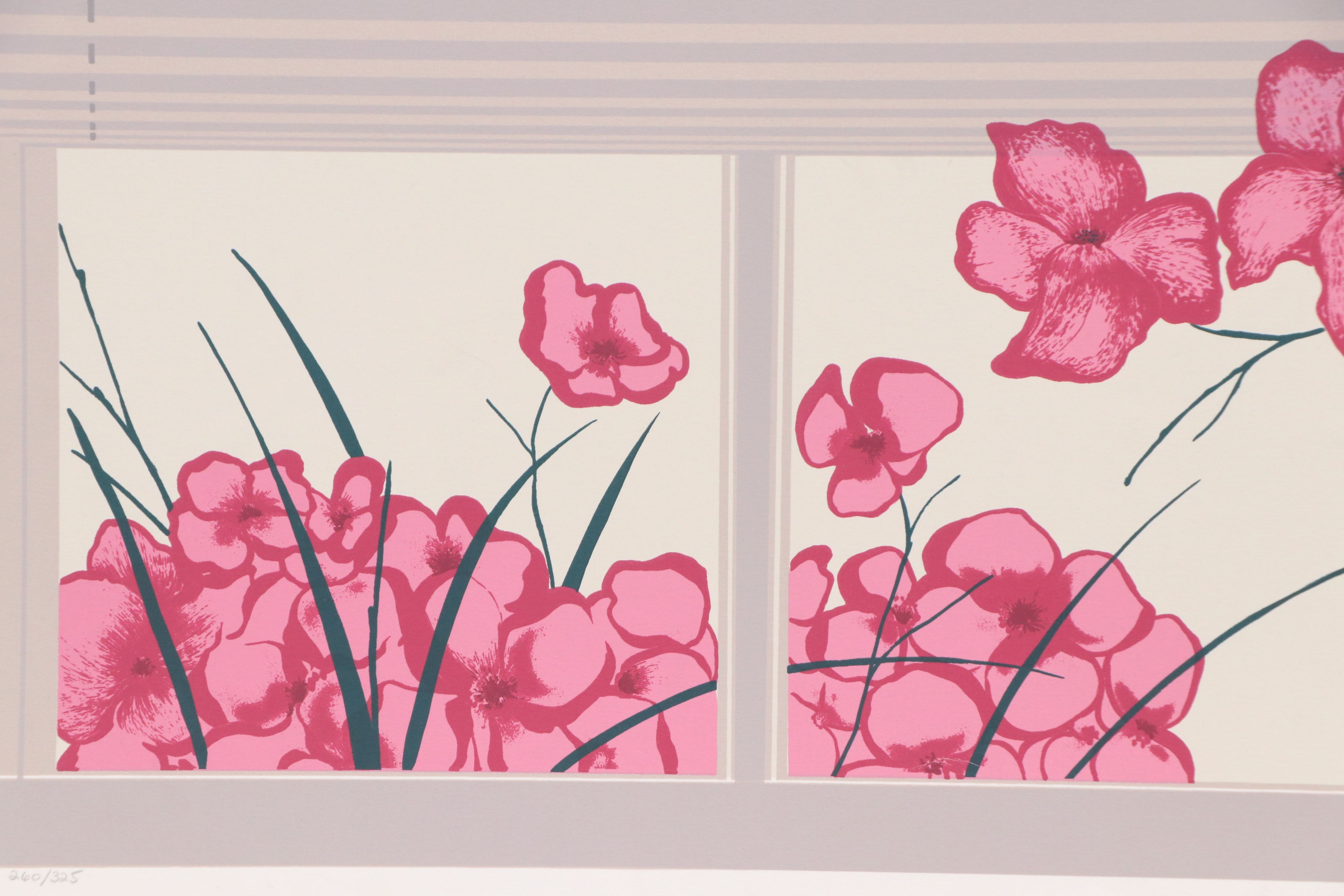 Pink Floral Serigraph "Spring," Late 20th Century