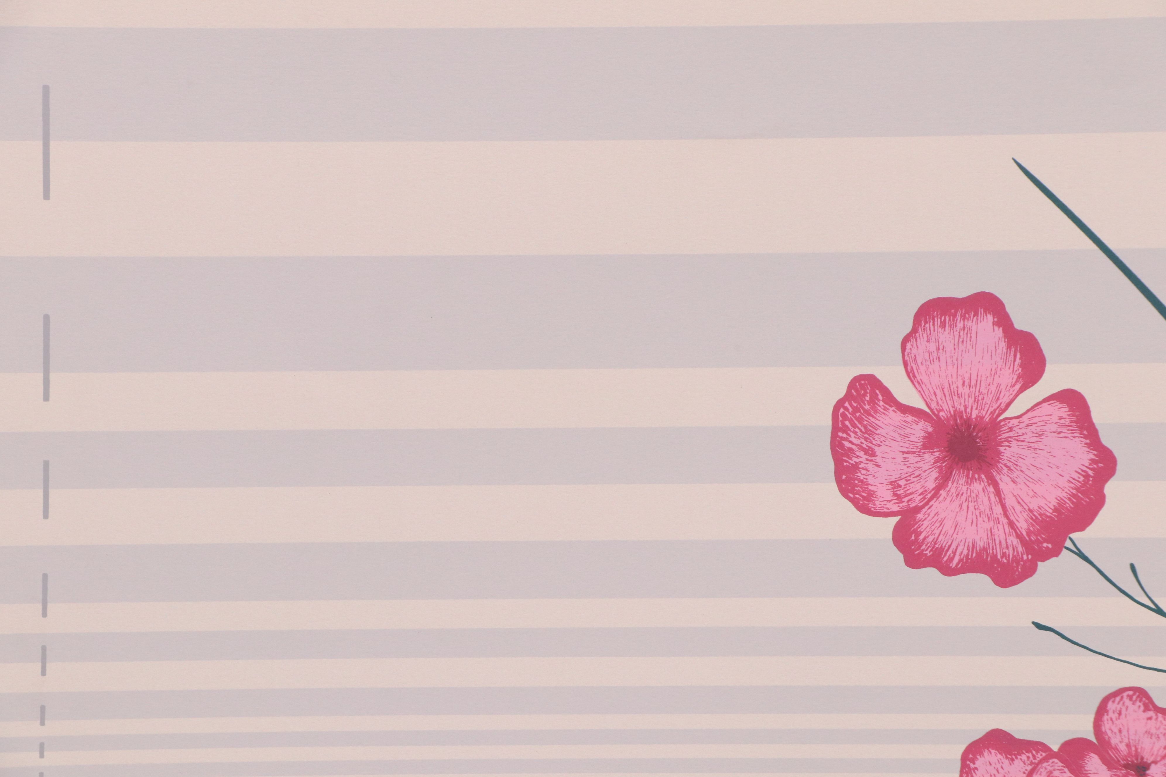 Pink Floral Serigraph "Spring," Late 20th Century