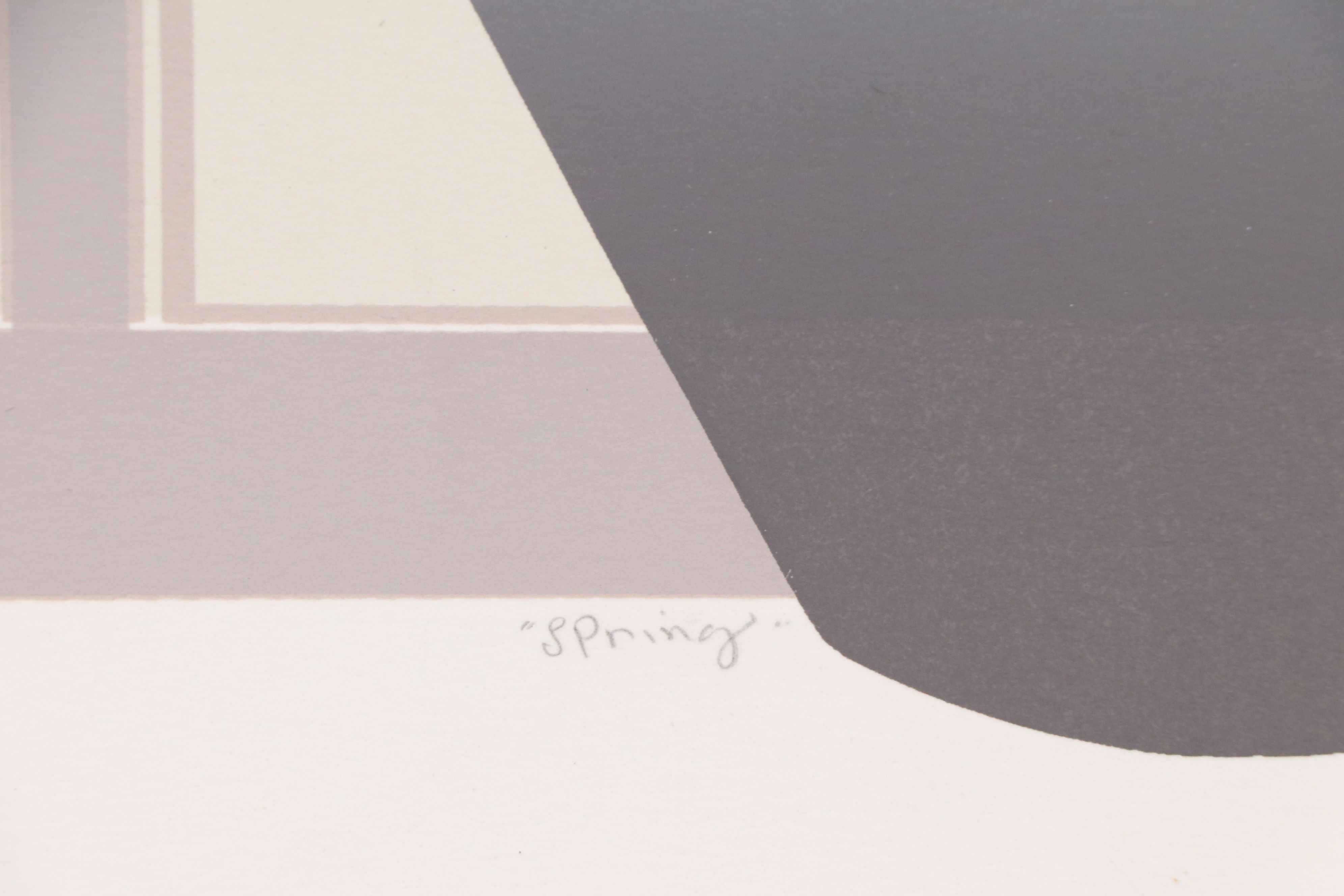 Pink Floral Serigraph "Spring," Late 20th Century