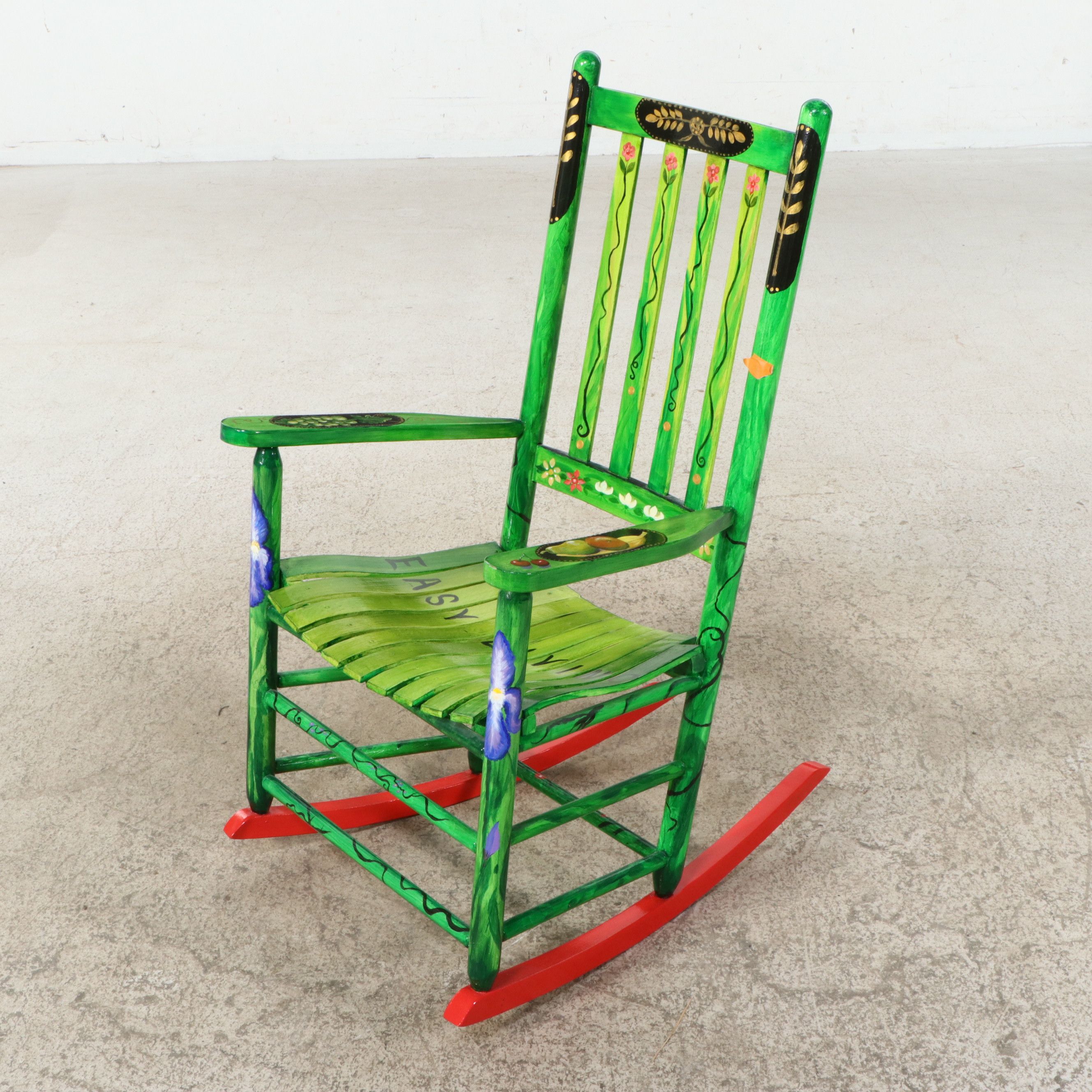 "Easy Living" Hand-Painted Folk Art Rocking Chair, 2011