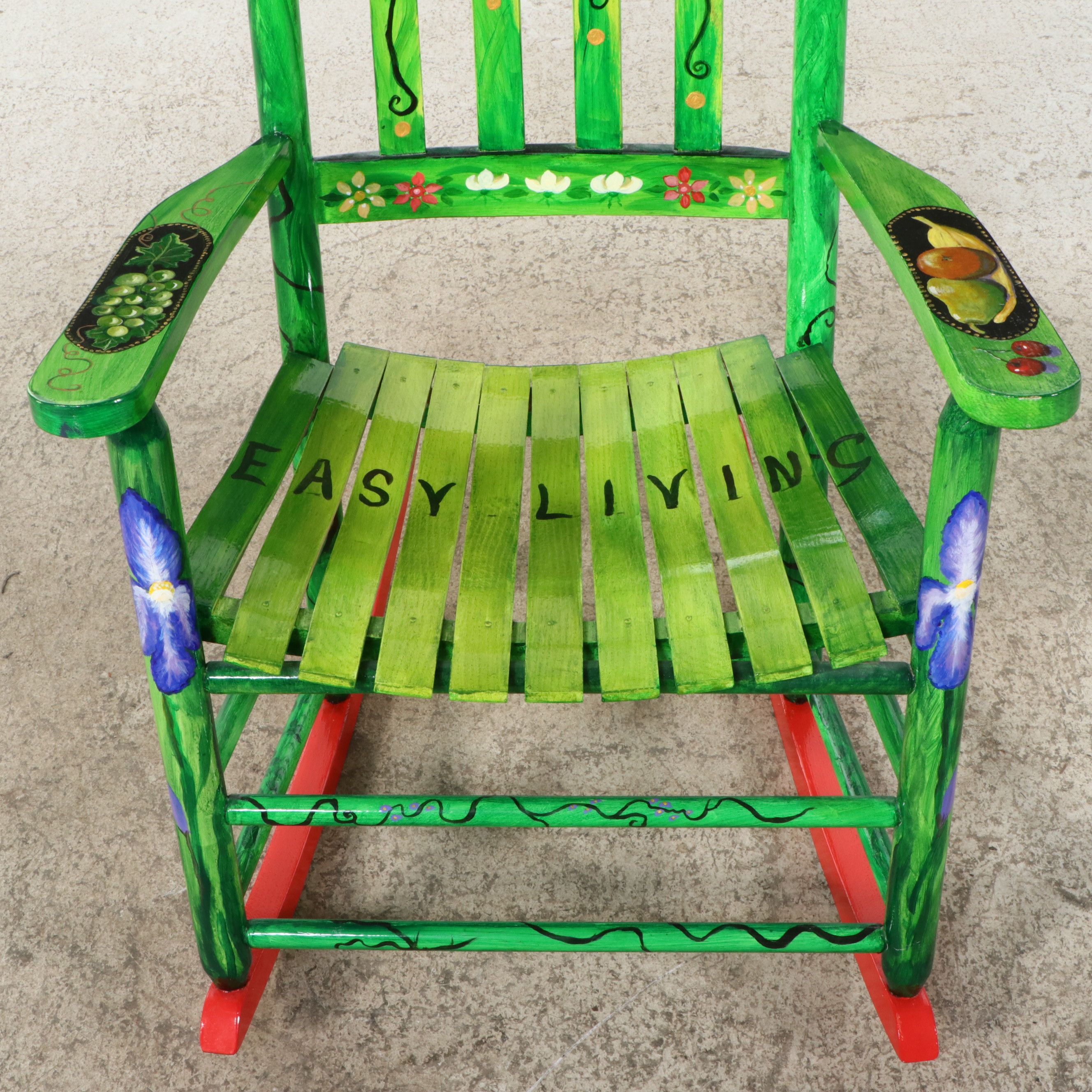 "Easy Living" Hand-Painted Folk Art Rocking Chair, 2011