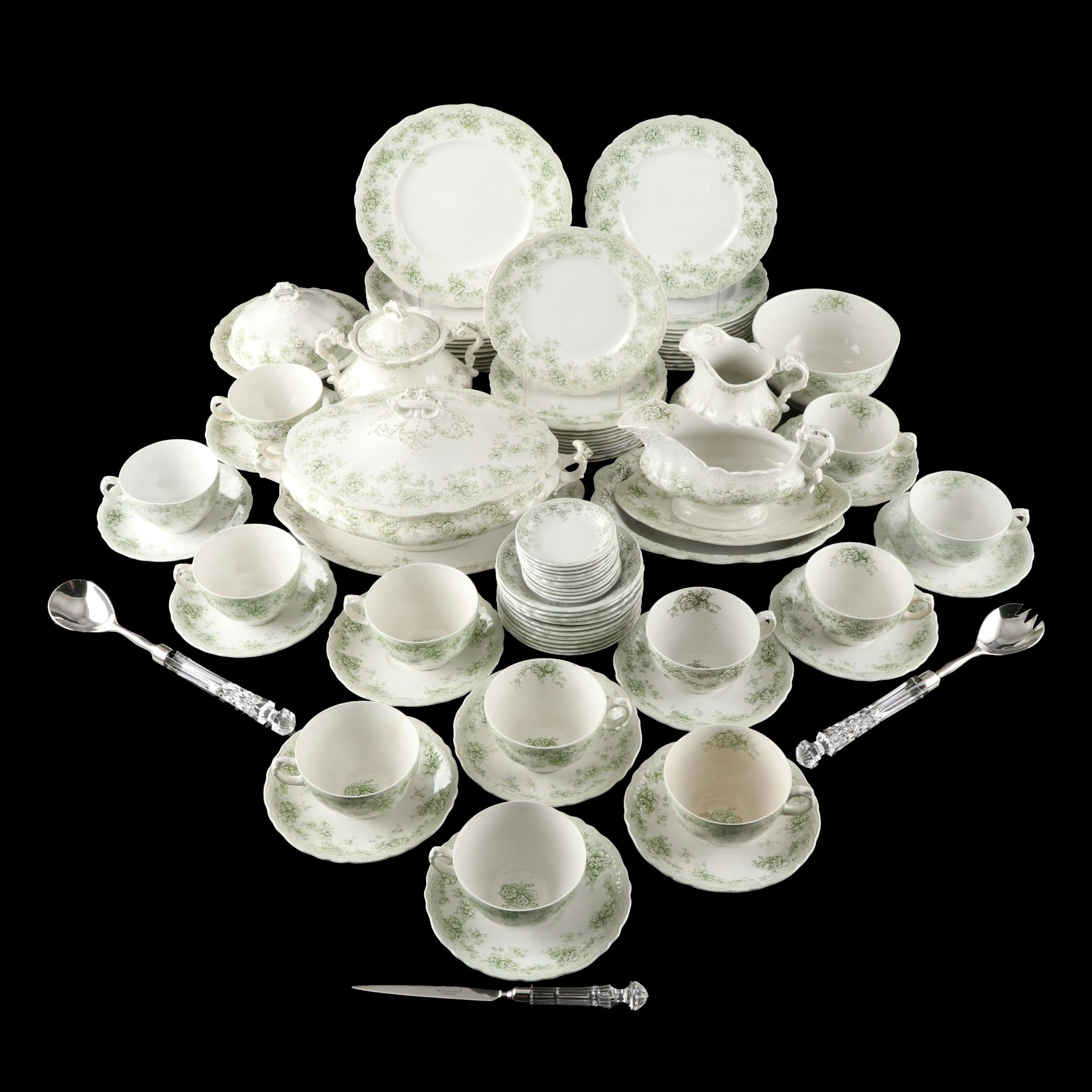 J.H. Weatherby & Sons "Sylvan" Dinnerware with Waterford Serving Utensils