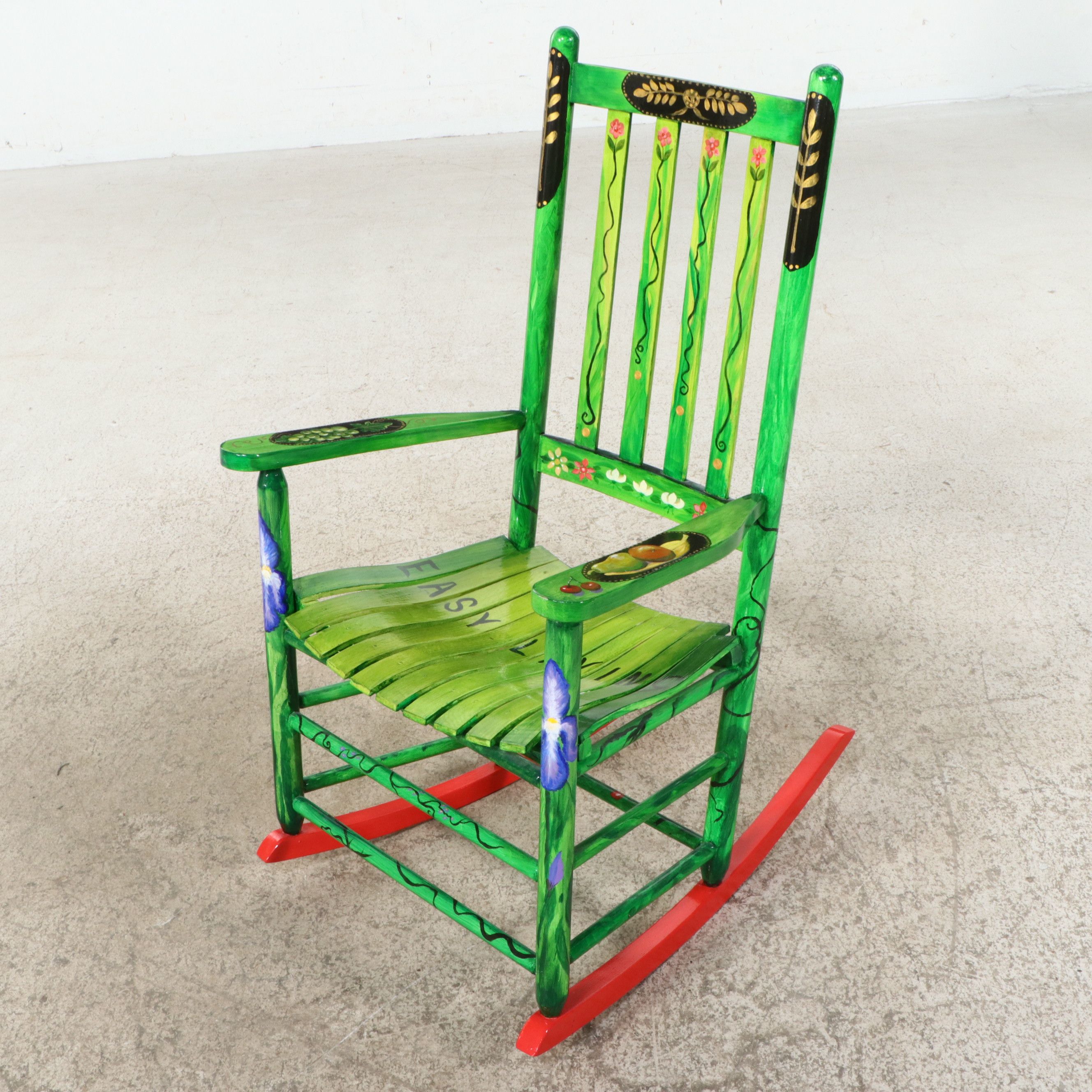 "Easy Living" Hand-Painted Folk Art Rocking Chair, 2011