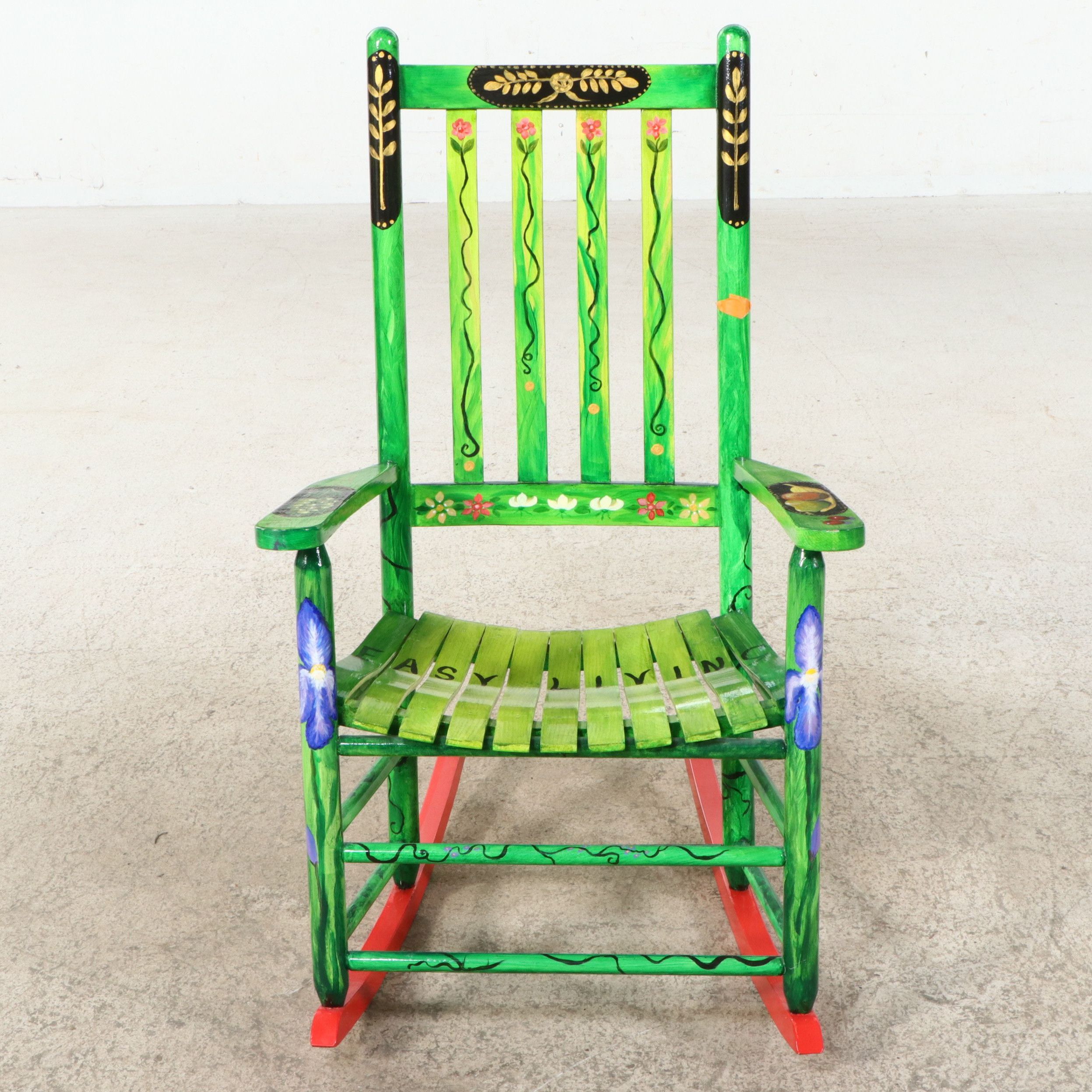 "Easy Living" Hand-Painted Folk Art Rocking Chair, 2011