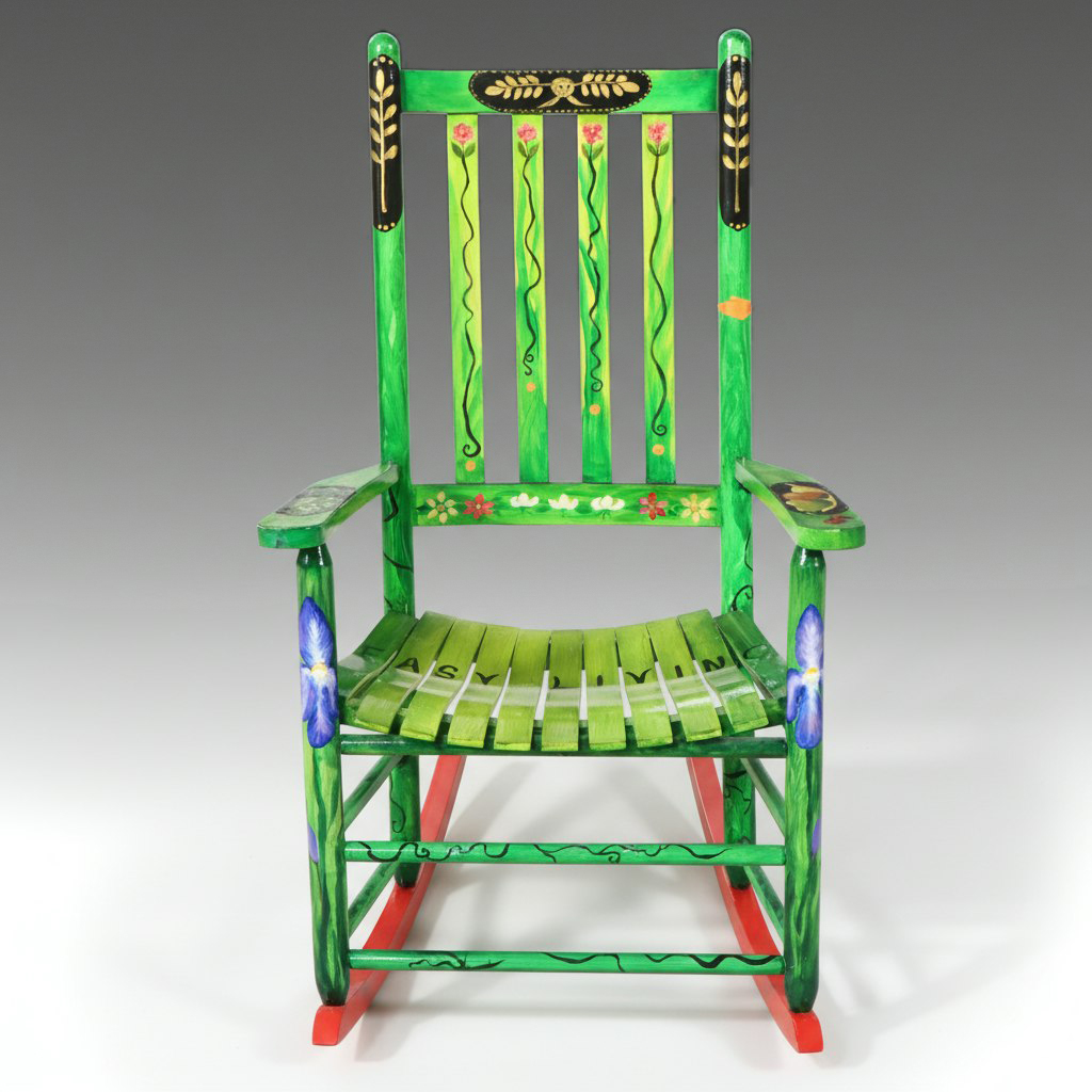 "Easy Living" Hand-Painted Folk Art Rocking Chair, 2011
