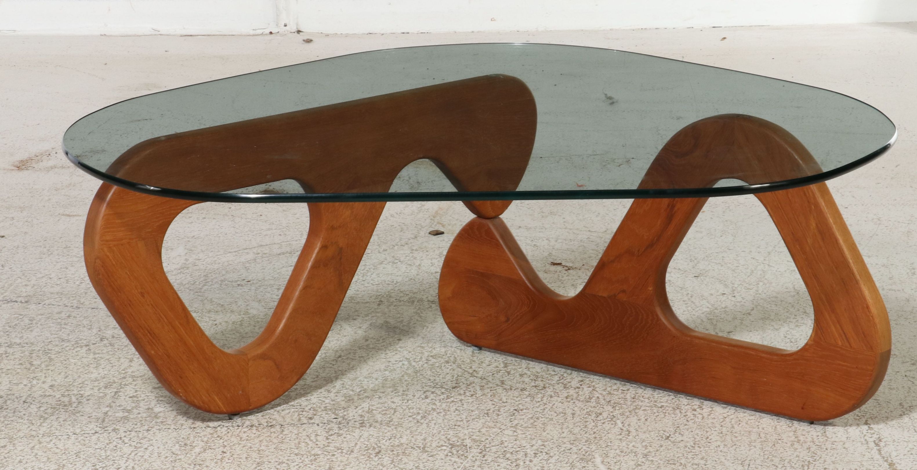 Mid Century Modern Glass Top Coffee Table, Style of Isamu Noguchi