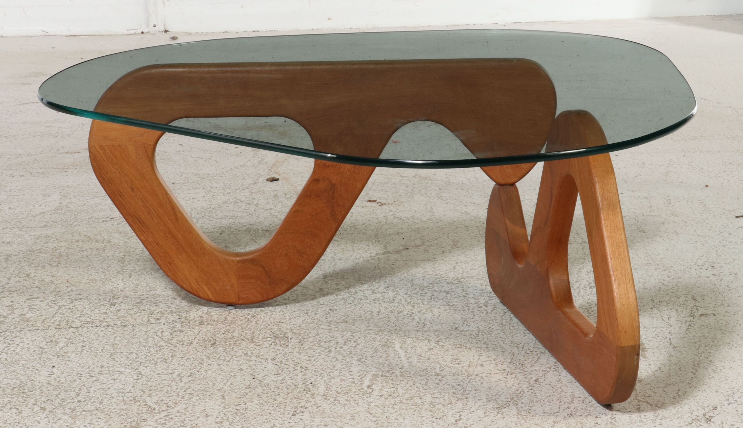 Mid Century Modern Glass Top Coffee Table, Style of Isamu Noguchi