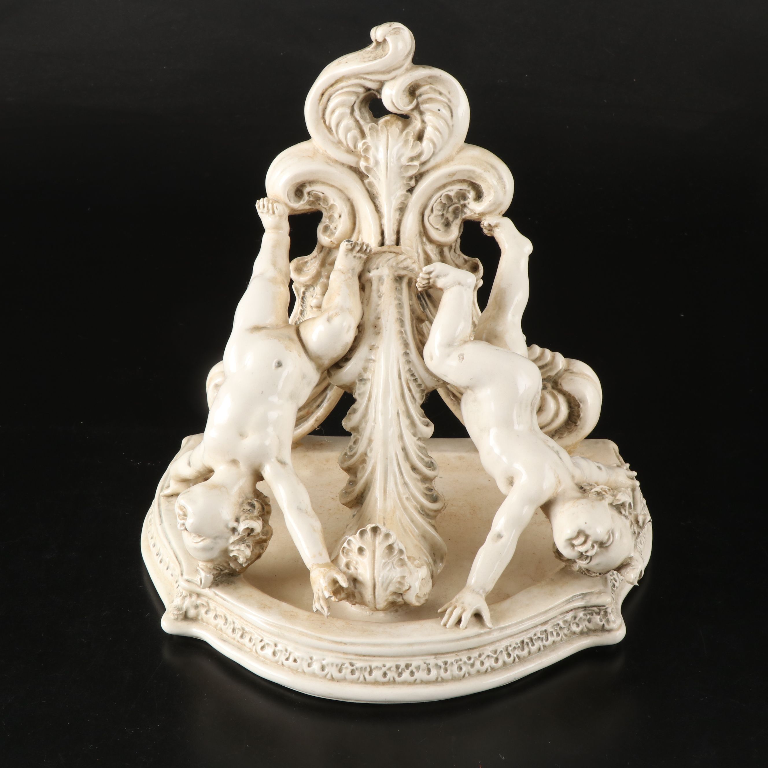 Capodimonte Porcelain Putti Wall Corbel Pair
