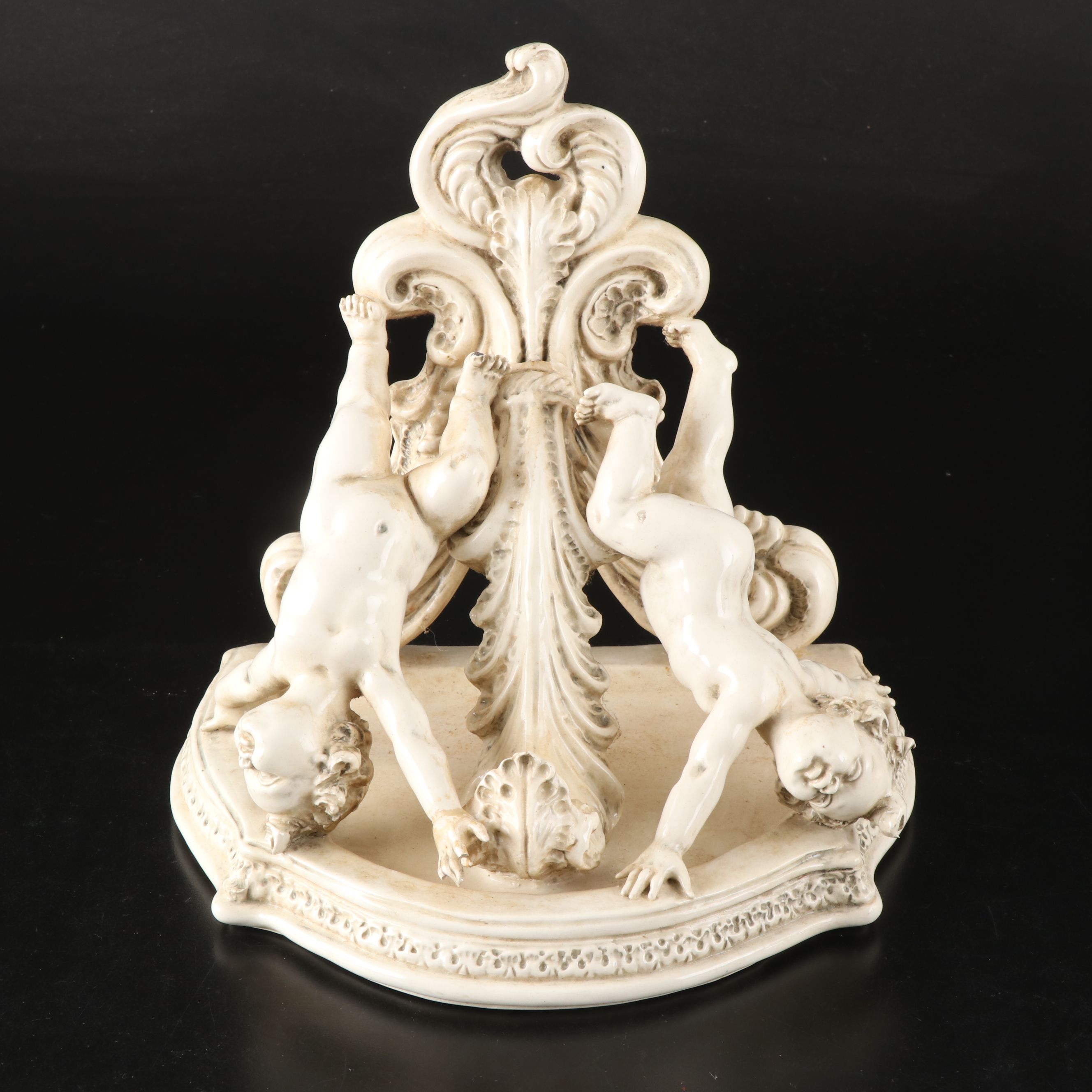 Capodimonte Porcelain Putti Wall Corbel Pair