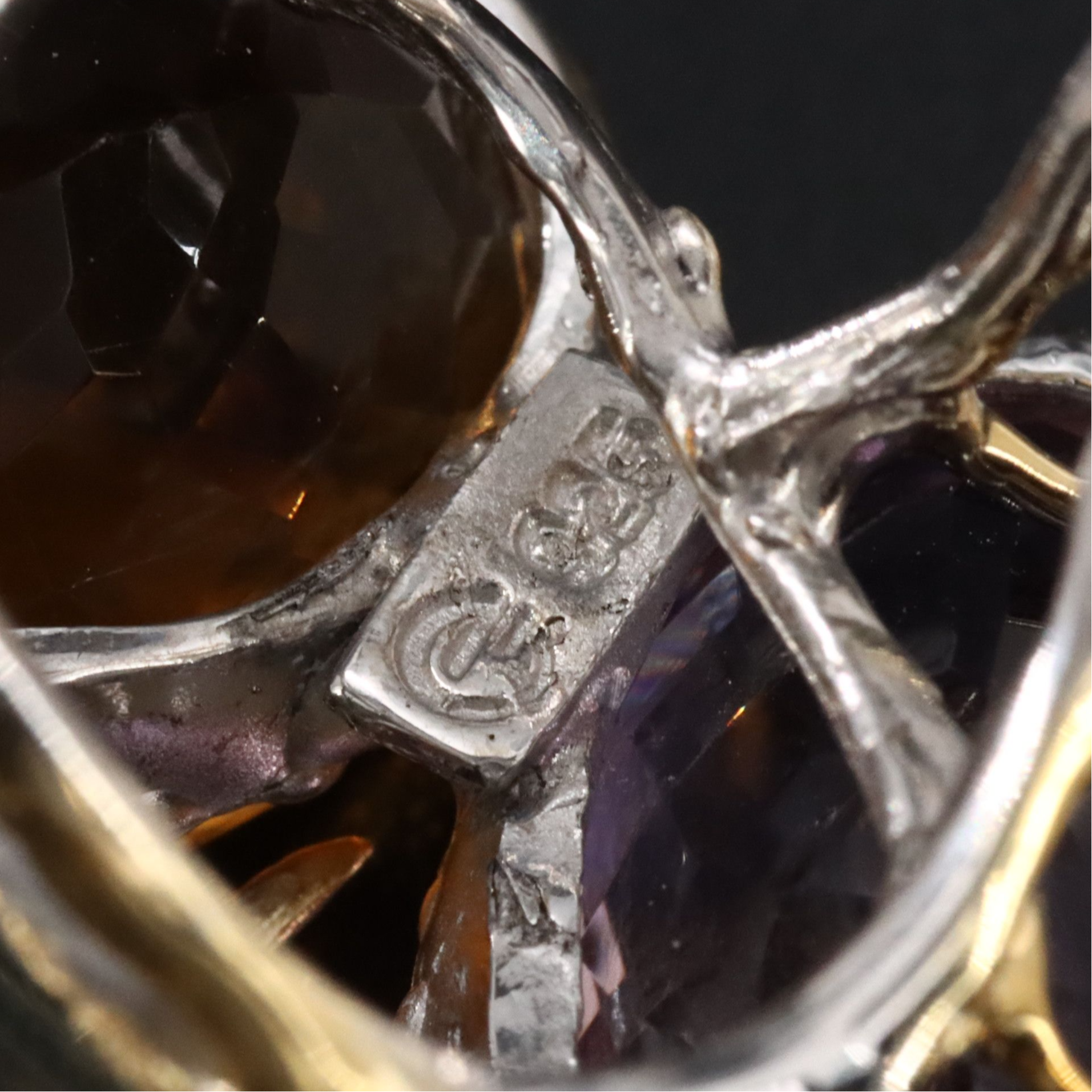 Sterling Gemstone Cluster Ring with Dragonfly Detail