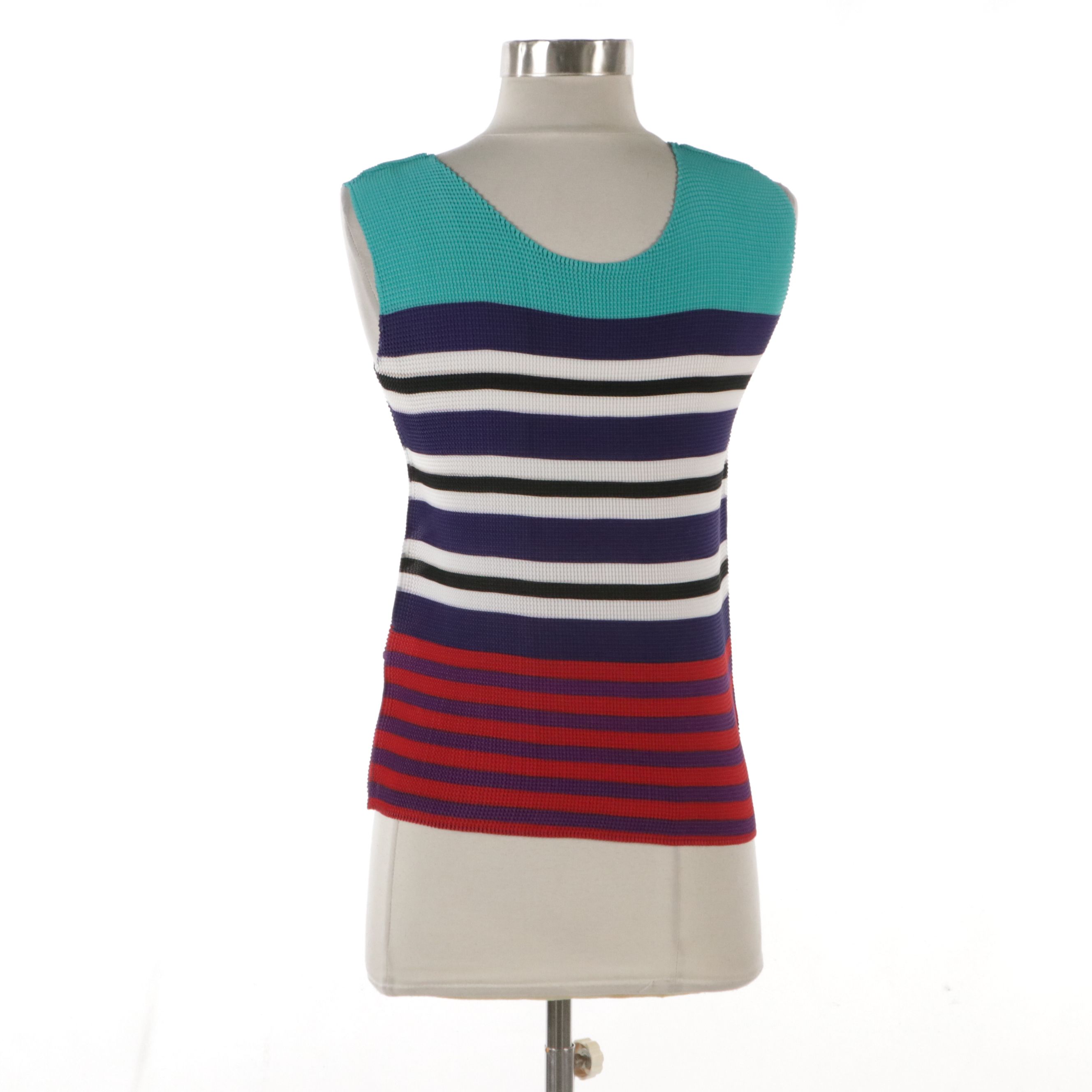 Issey Miyake Multicolor Stripe Stretchy Sleeveless Top