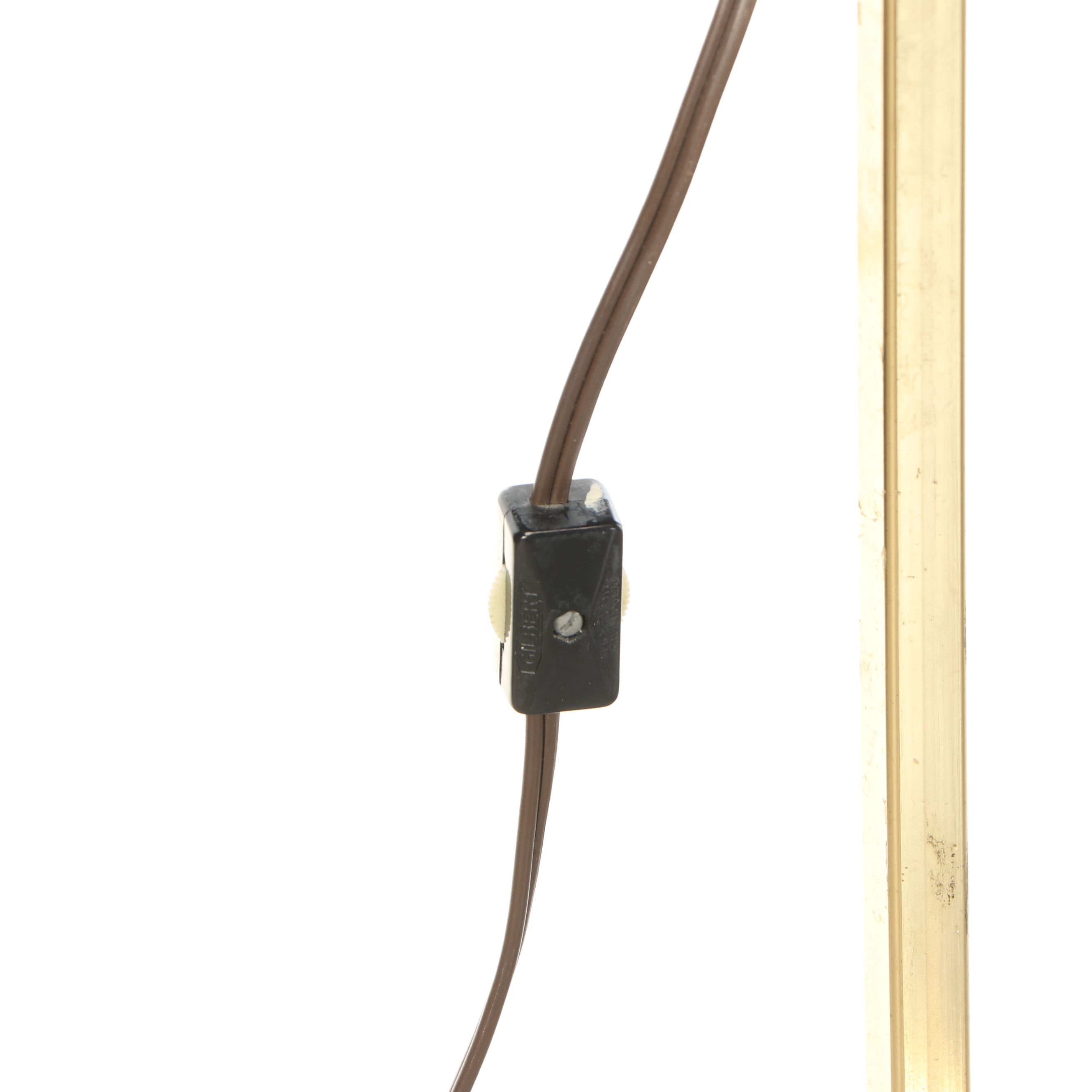 Mid Century Modern Brass Arc Floor Lamps with Horseshoe Feet and Acrylic Shades