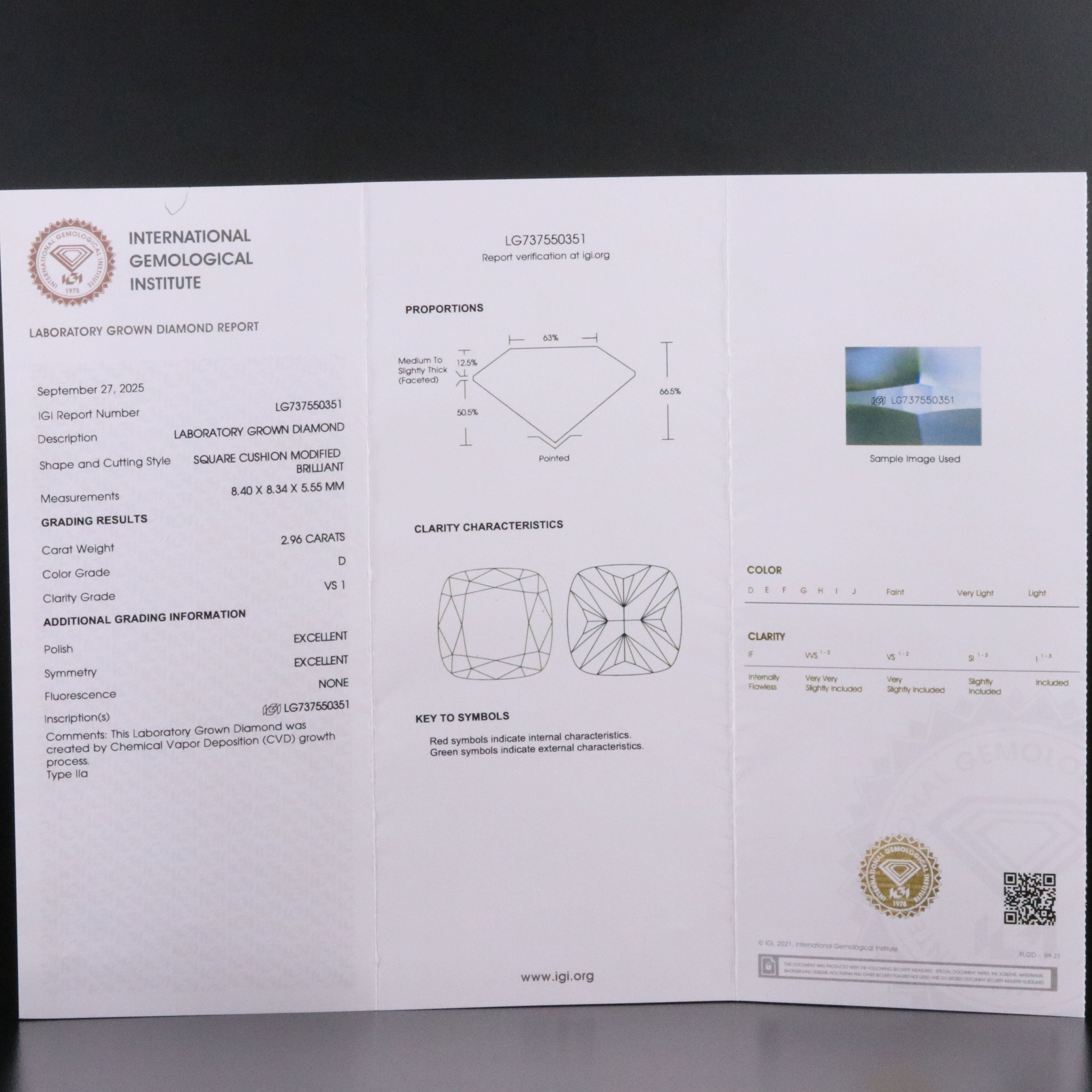 18K 2.96 CT Lab Grown Diamond Solitaire Ring with IGI Report