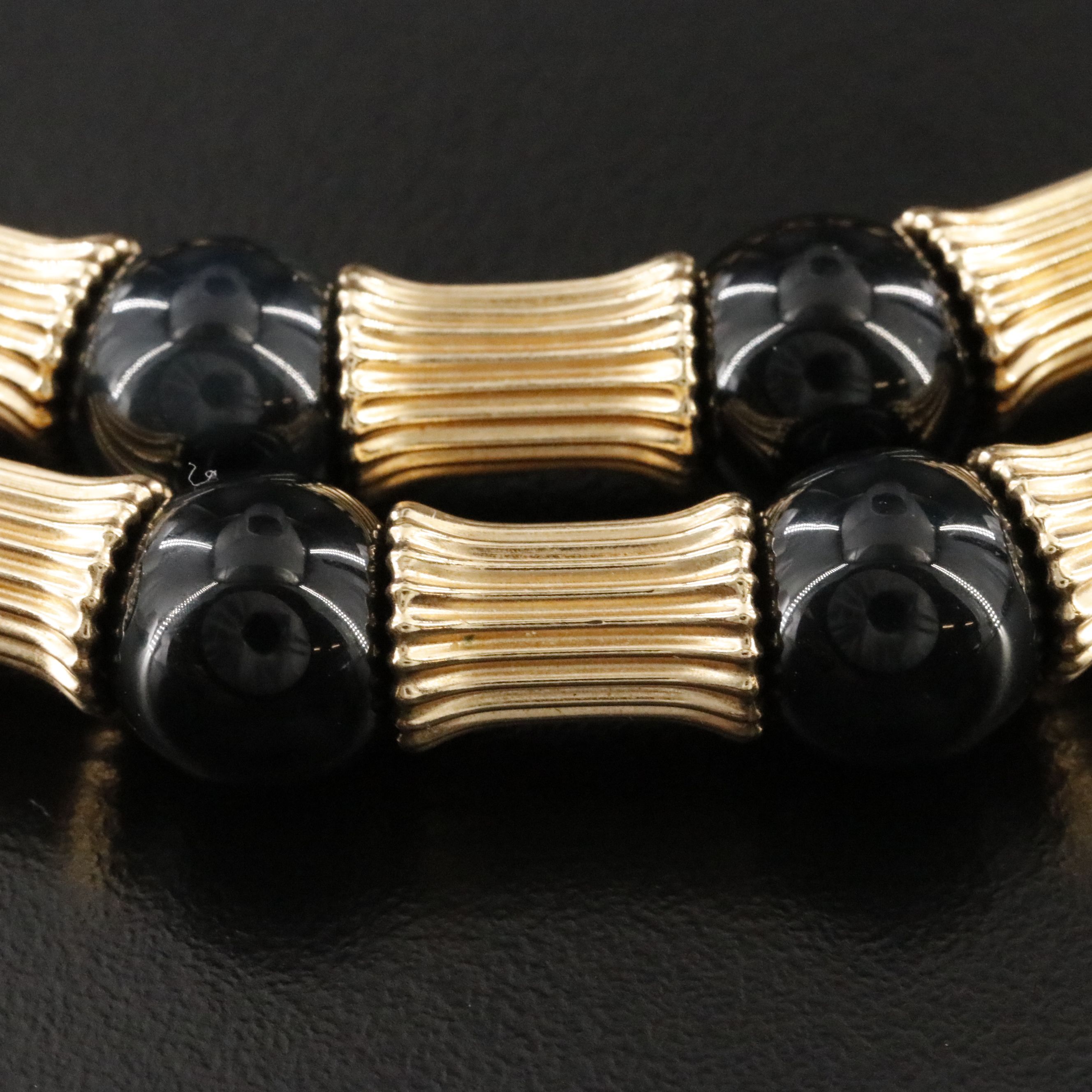 Black Onyx Necklace with 14K Fluted Beads