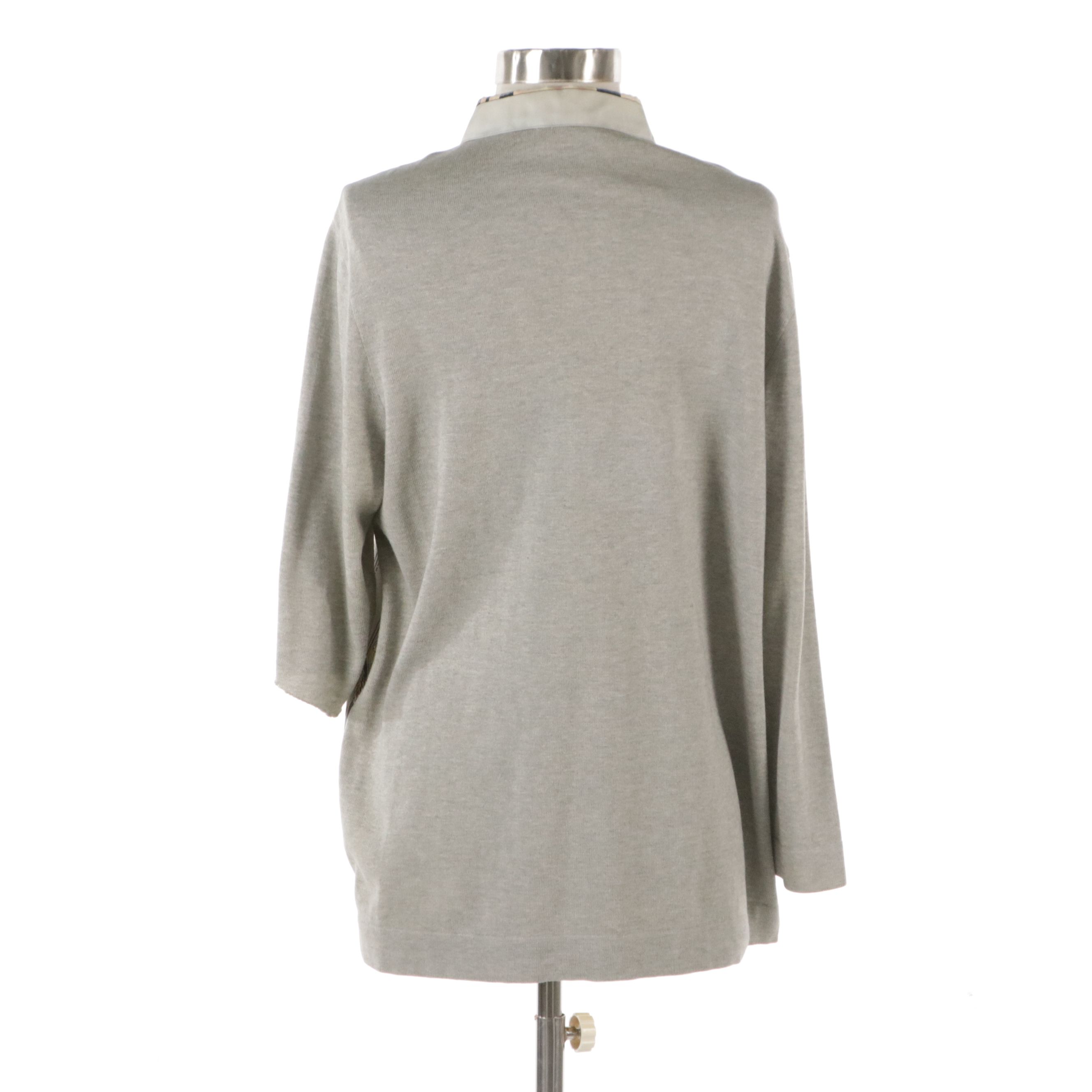 Hermès "Petit Main" Silk Twill and Cotton/Cashmere Knit Top