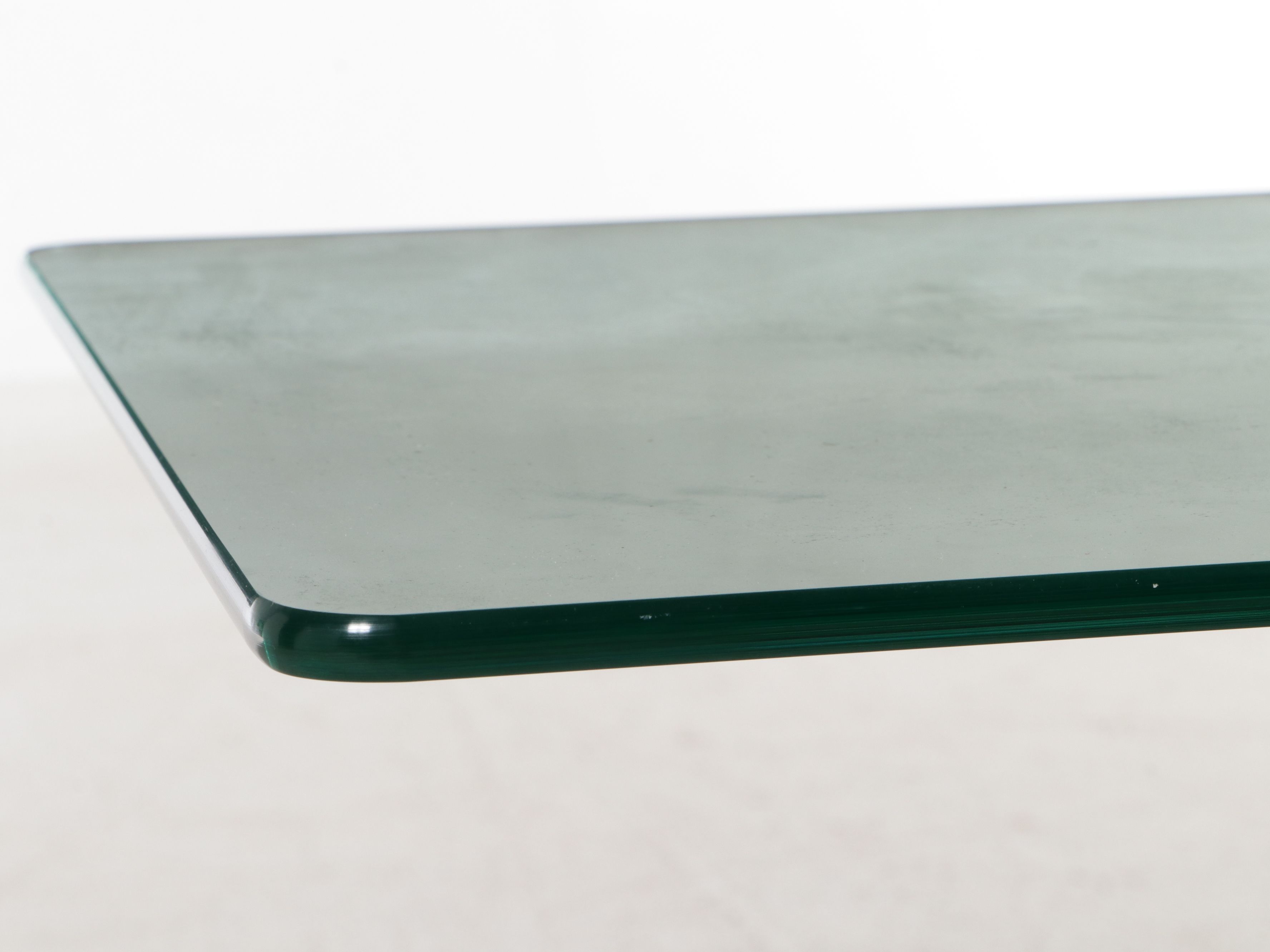 Mid Century Modern Burl Wood Pedestal Console Table with Glass Top, Late 20th C.