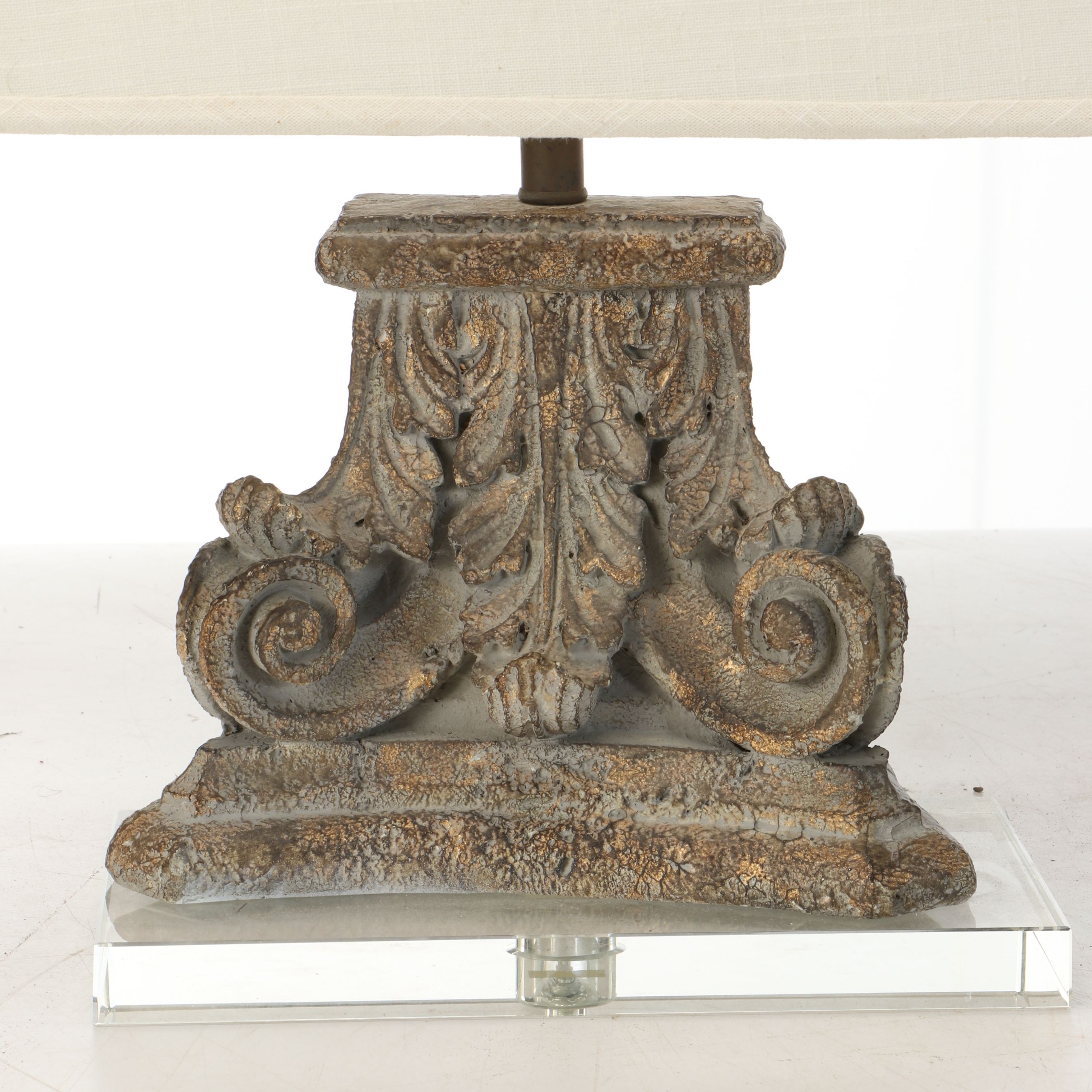 Plaster Corinthian Capital Table Lamp Pair