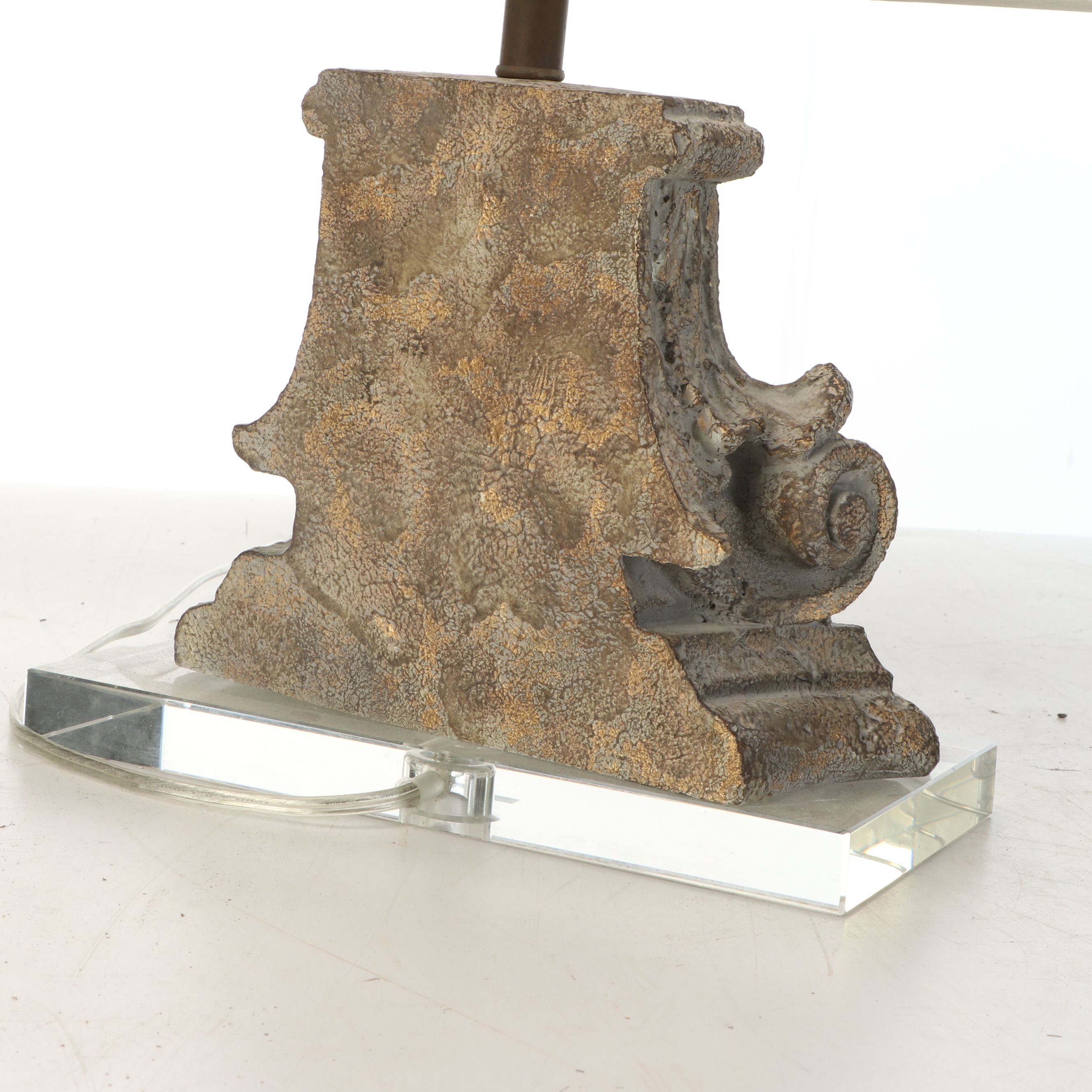 Plaster Corinthian Capital Table Lamp Pair