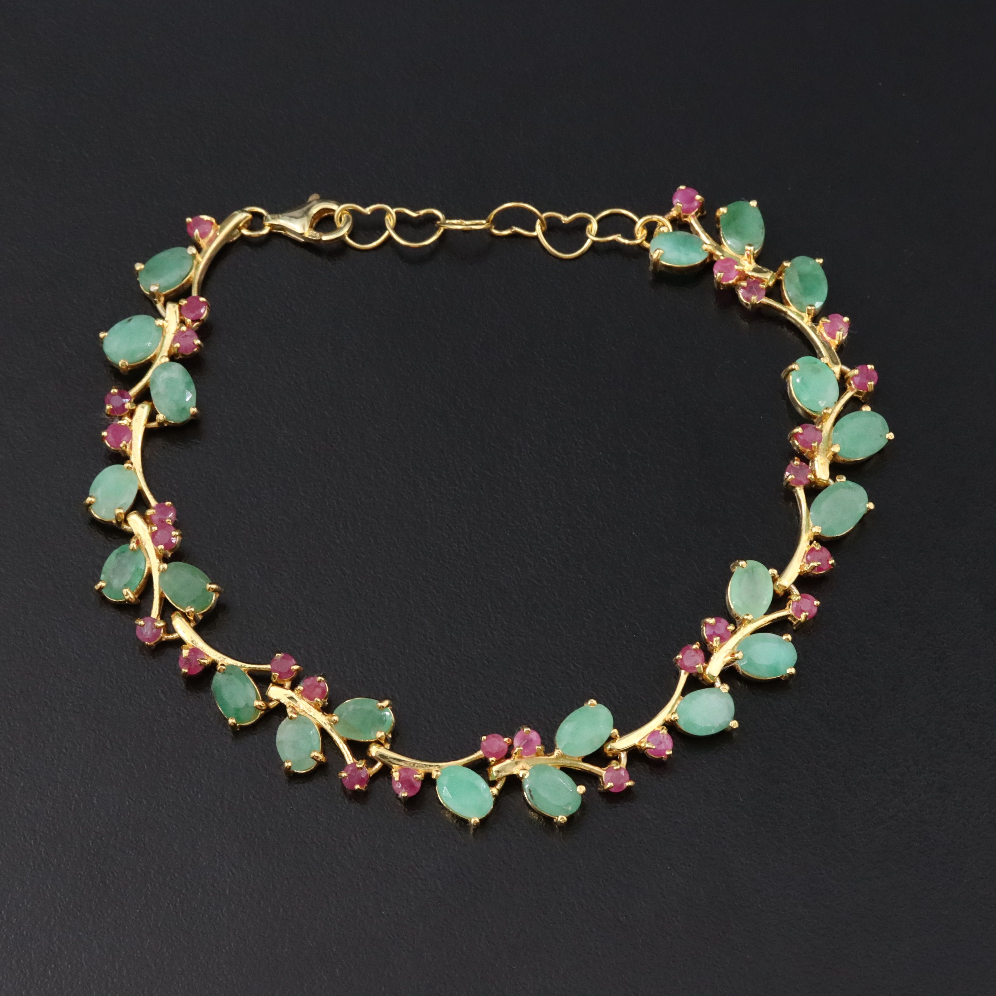 Sterling Emerald and Ruby Vine Bracelet