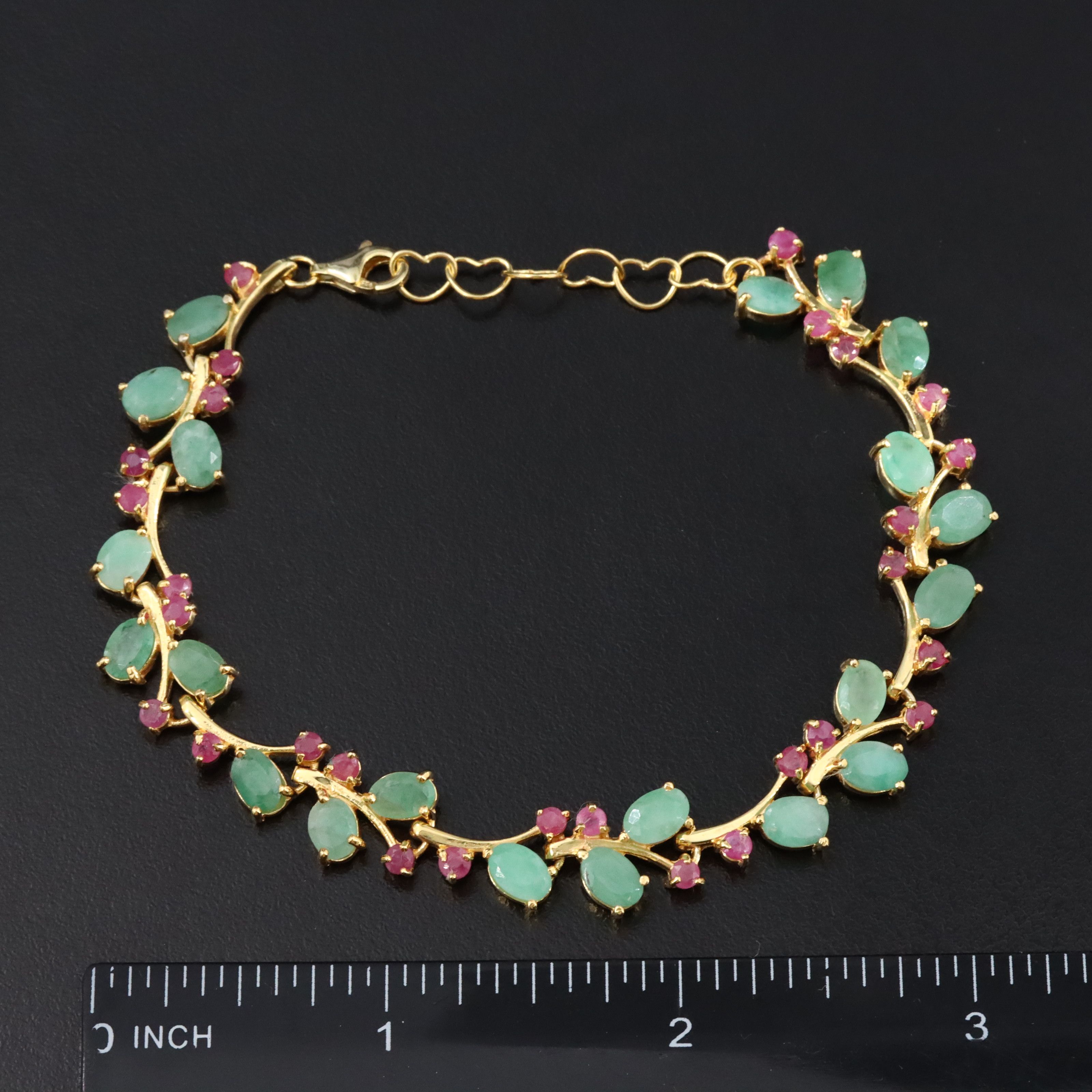 Sterling Emerald and Ruby Vine Bracelet