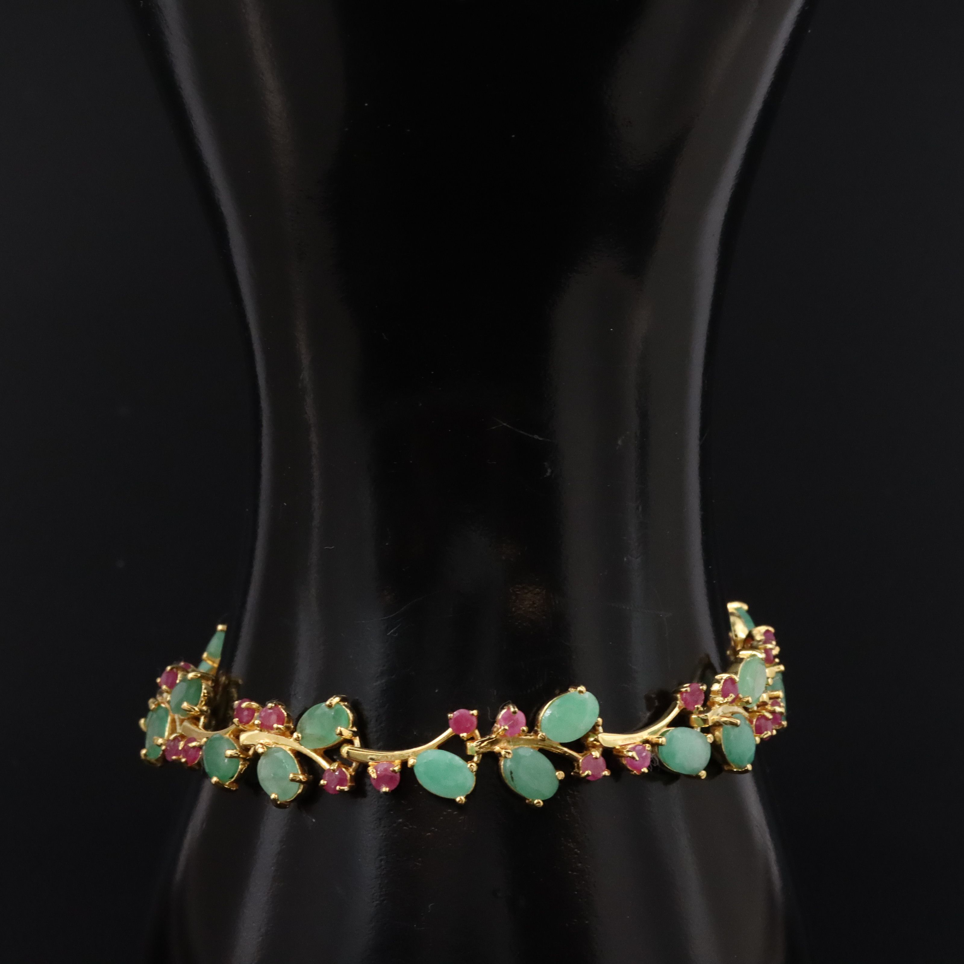 Sterling Emerald and Ruby Vine Bracelet