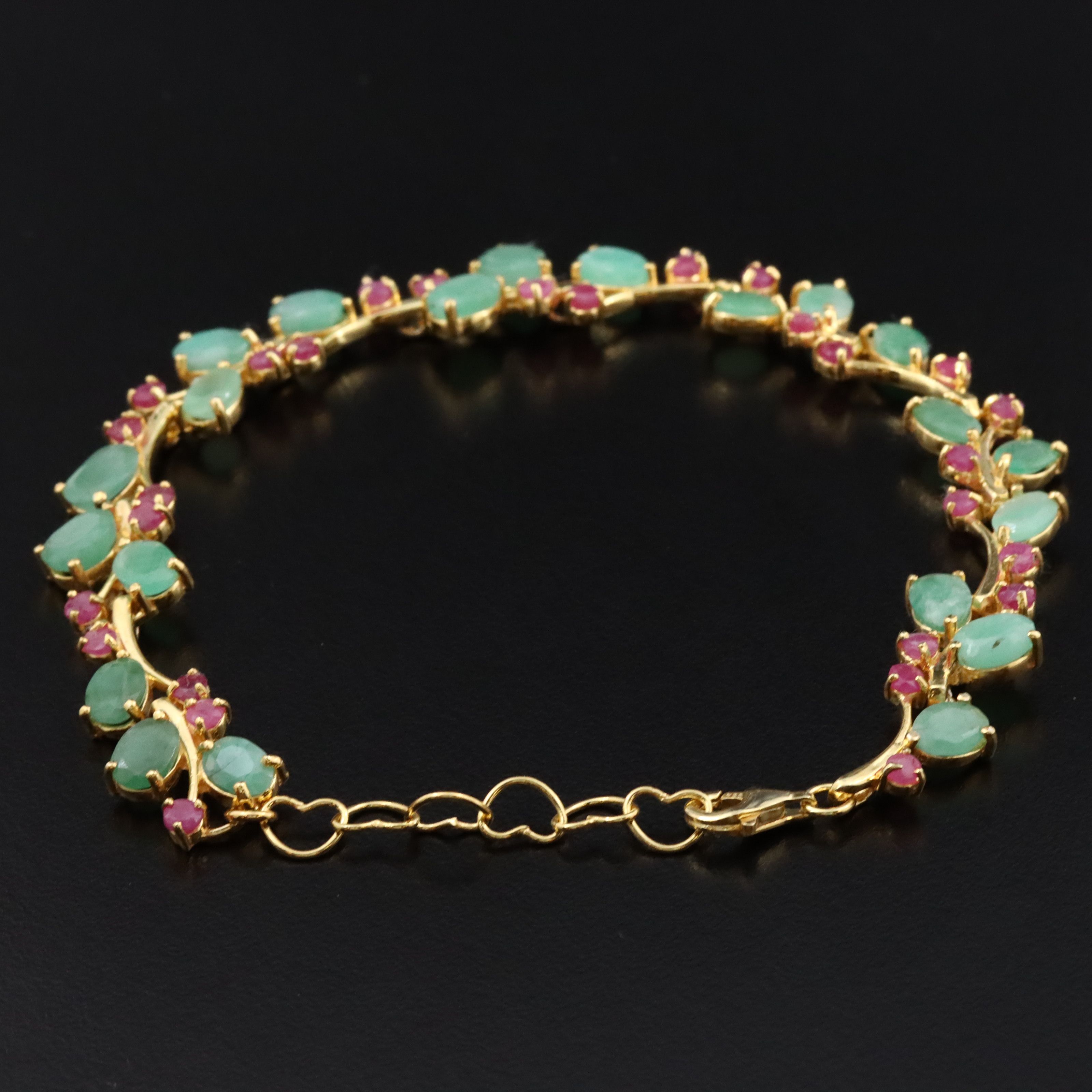Sterling Emerald and Ruby Vine Bracelet