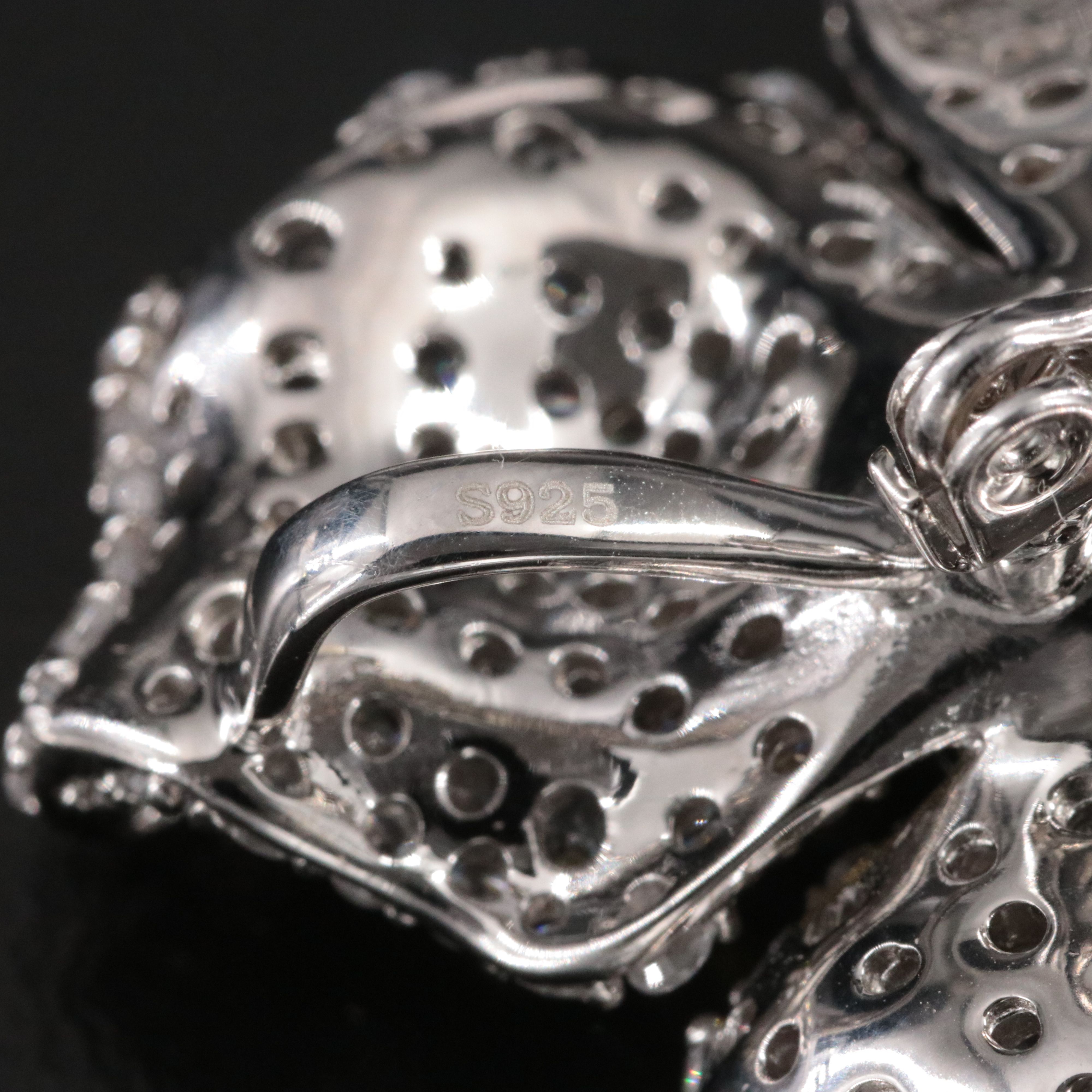 Sterling Glass and CZ Flower Converter Brooch