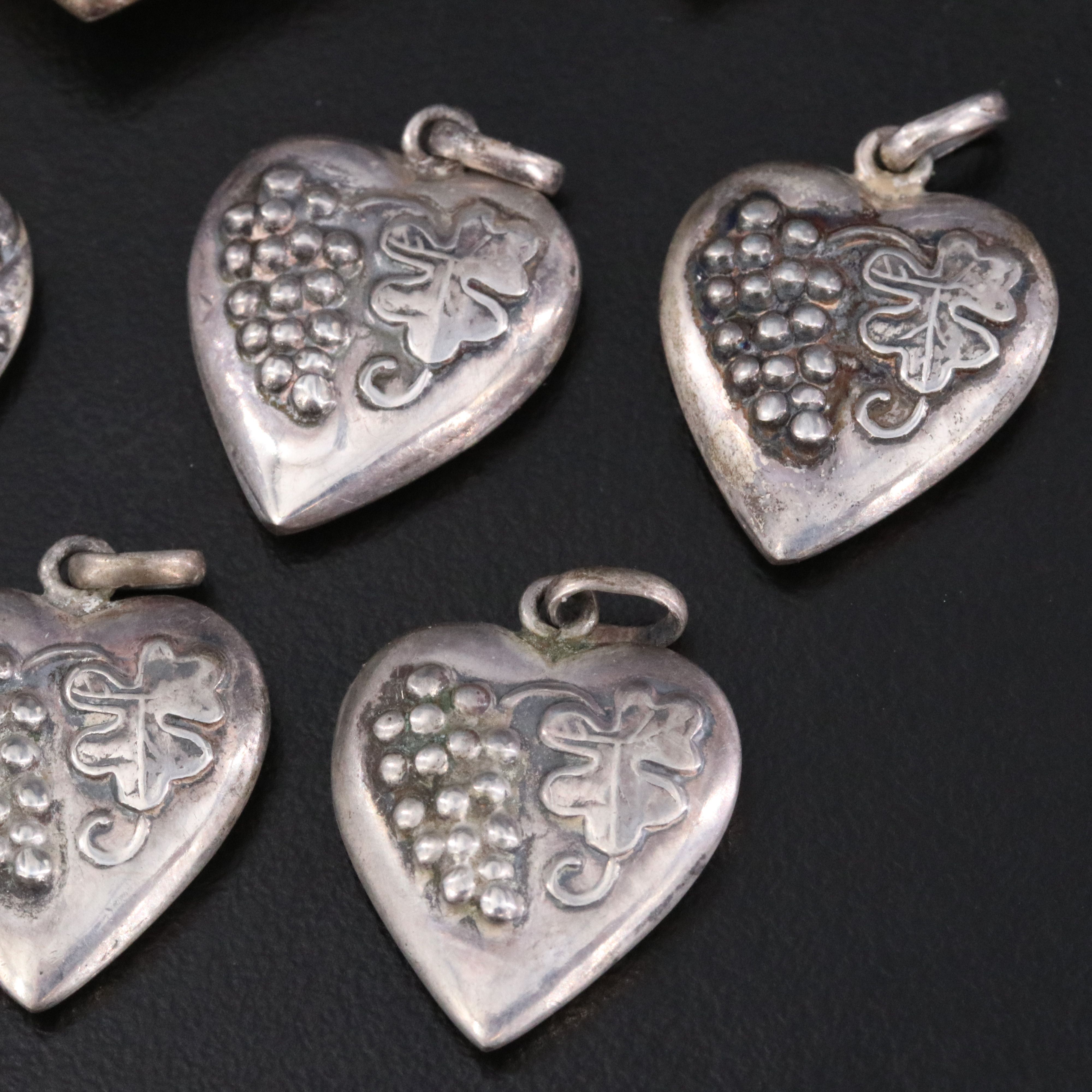 Vintage Sterling Heart Charm Pendants Including James Avery and Grapevine