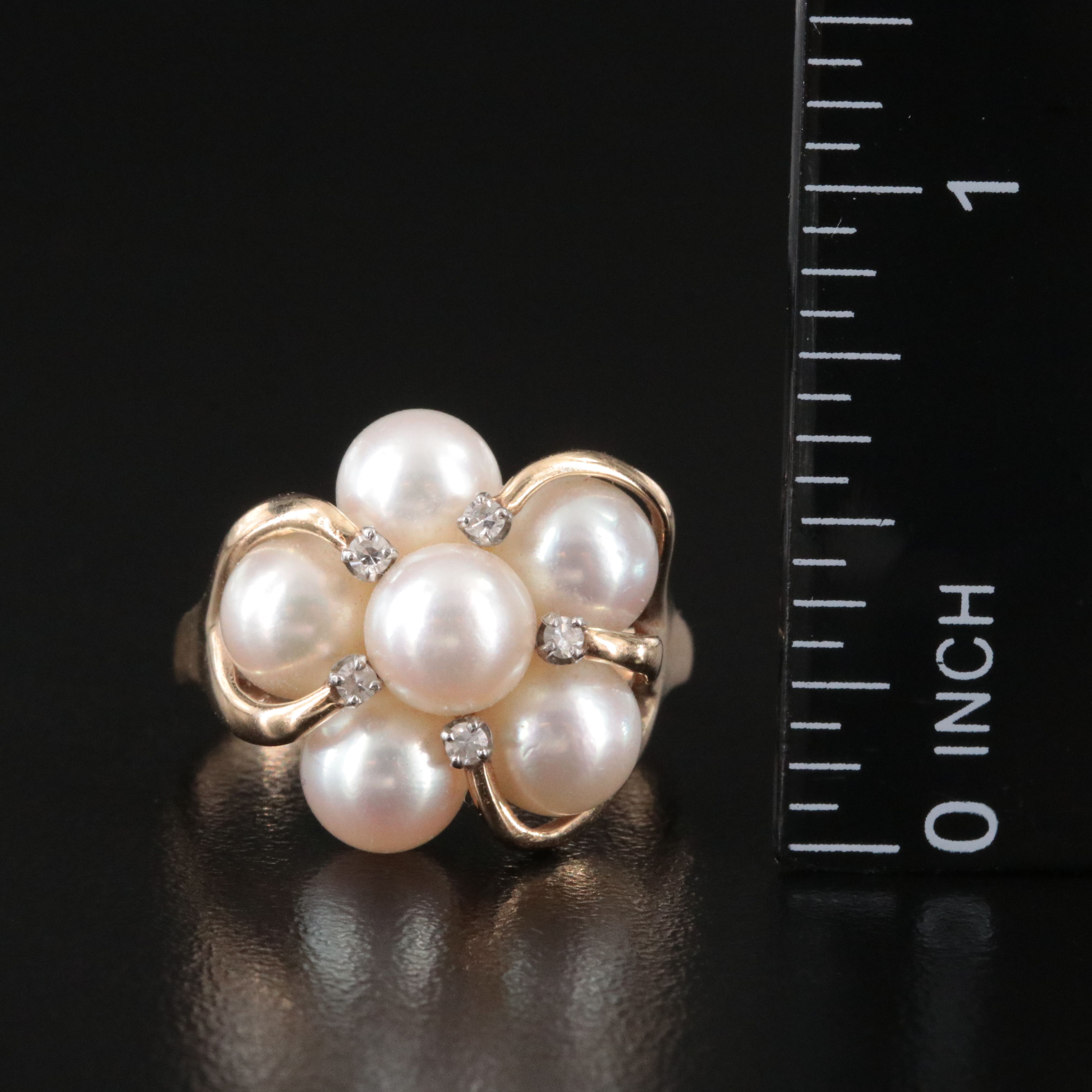 14K Pearl and Diamond Pearl Ring