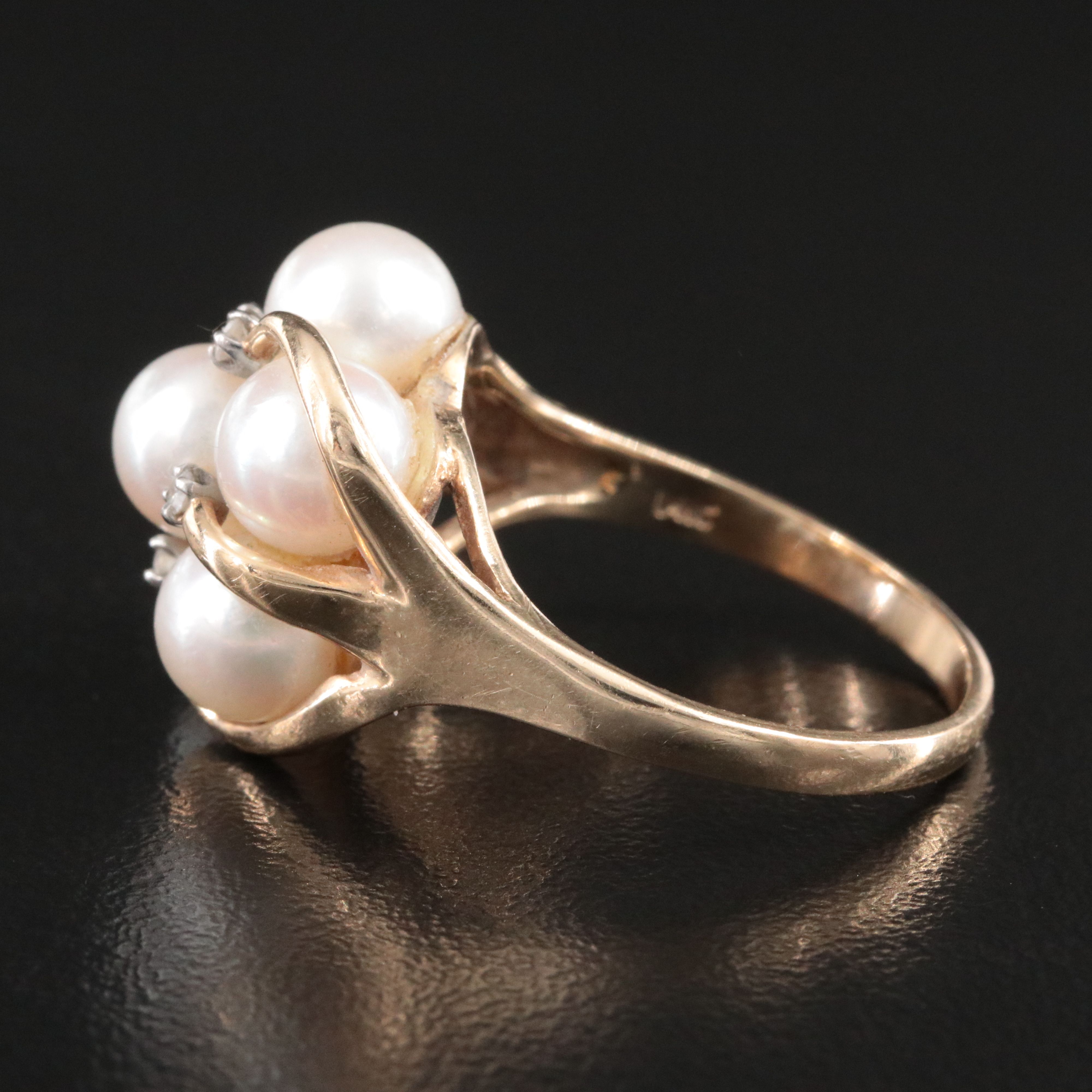 14K Pearl and Diamond Pearl Ring