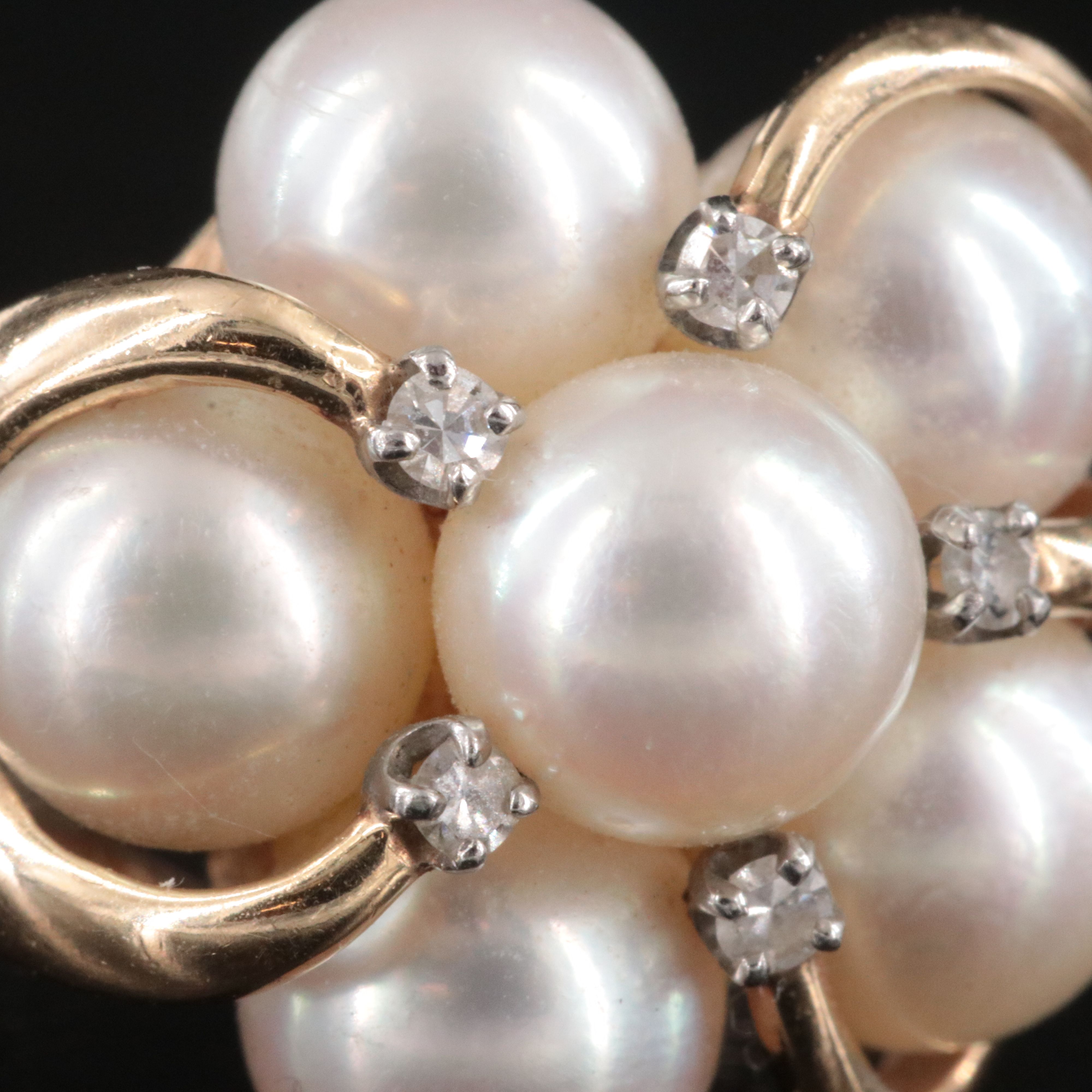 14K Pearl and Diamond Pearl Ring
