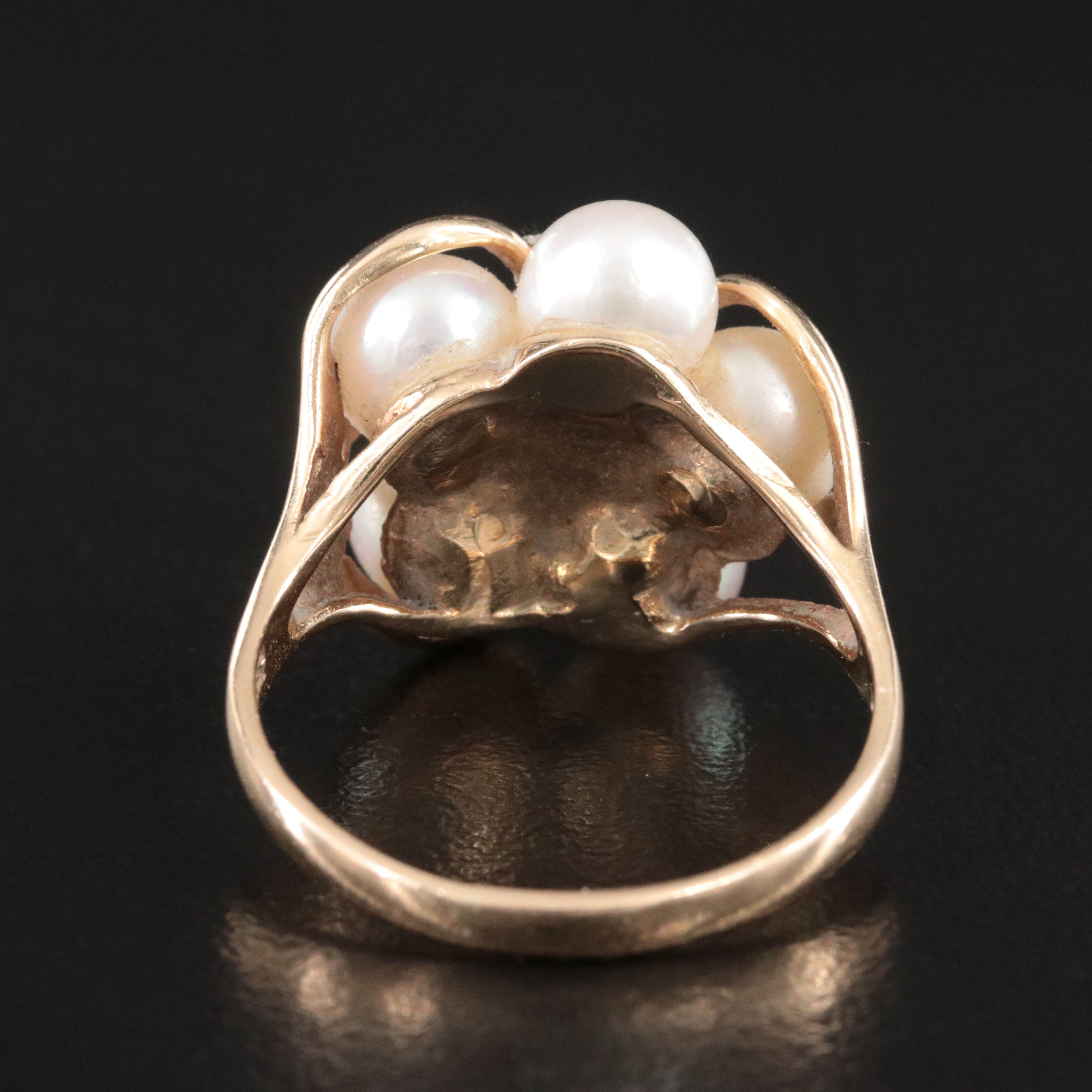 14K Pearl and Diamond Pearl Ring