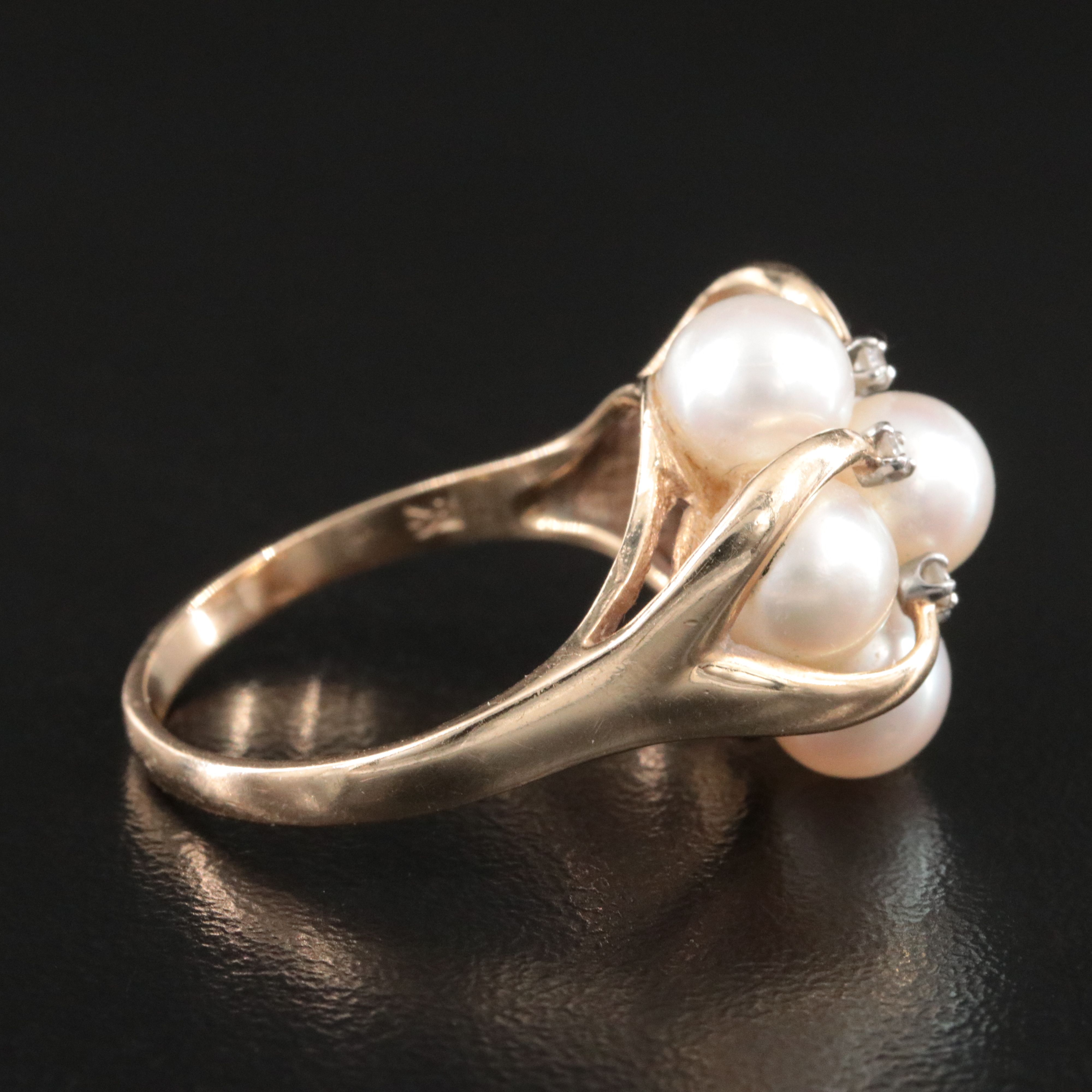 14K Pearl and Diamond Pearl Ring