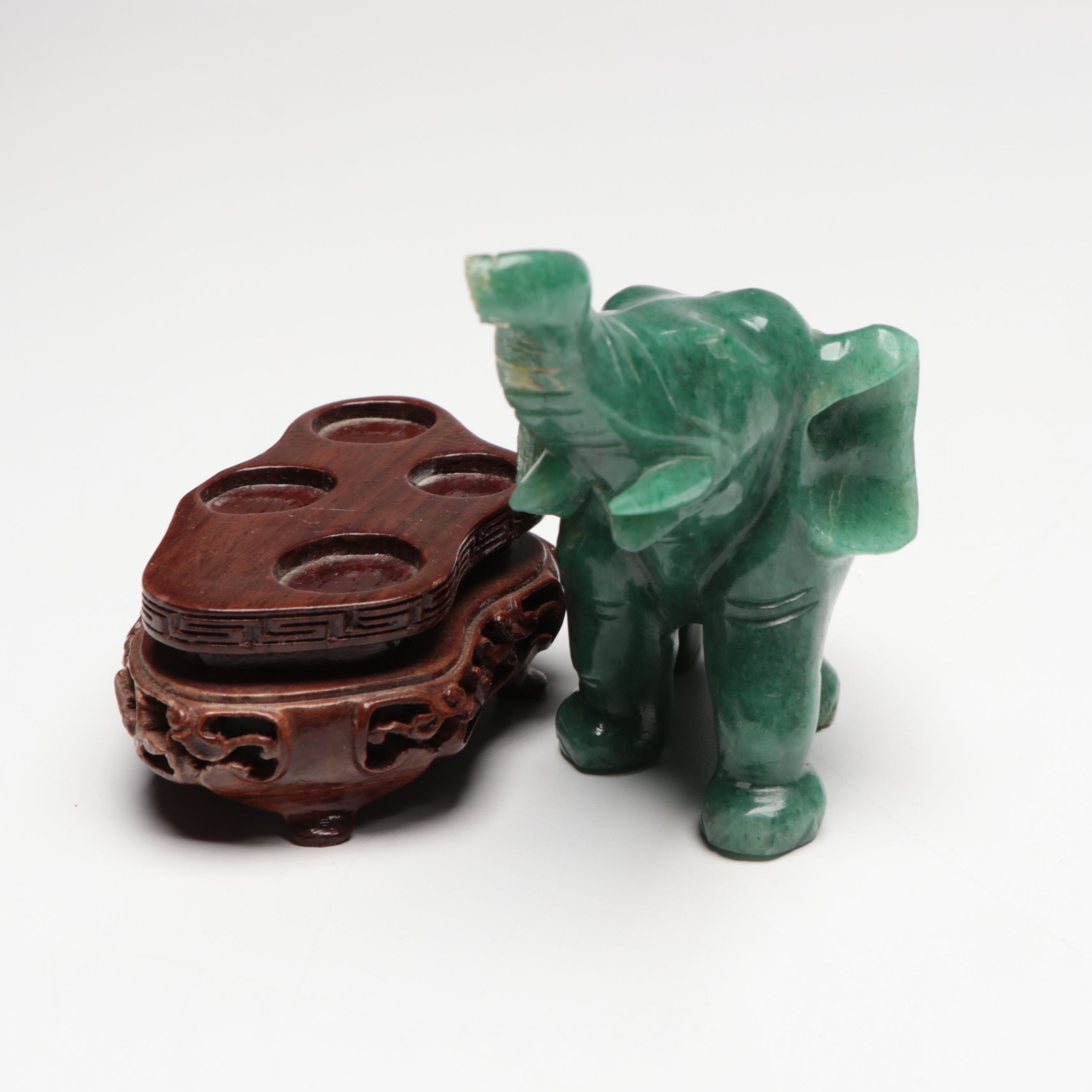Serpentine Carved Elephant Figurines