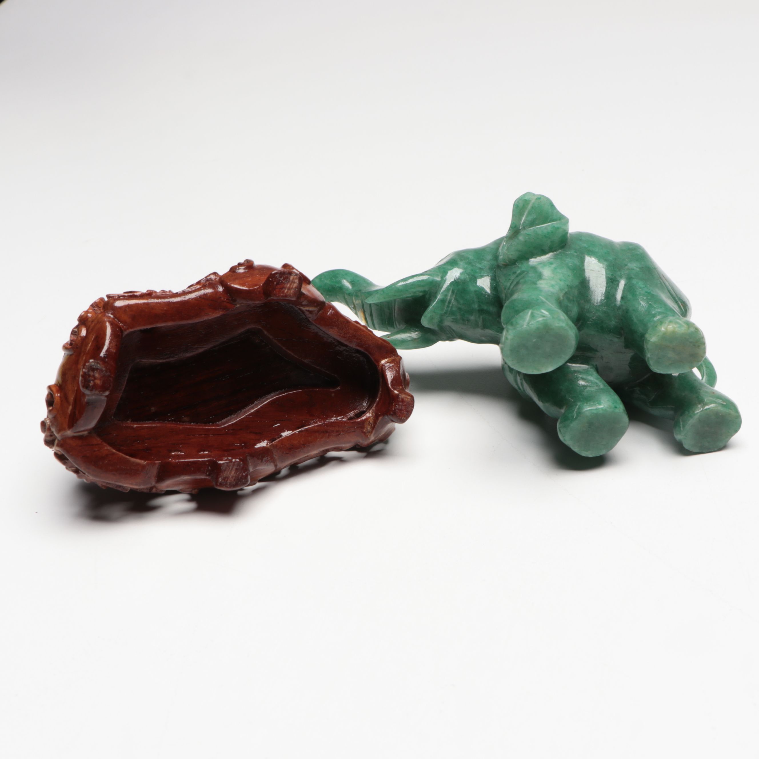 Serpentine Carved Elephant Figurines
