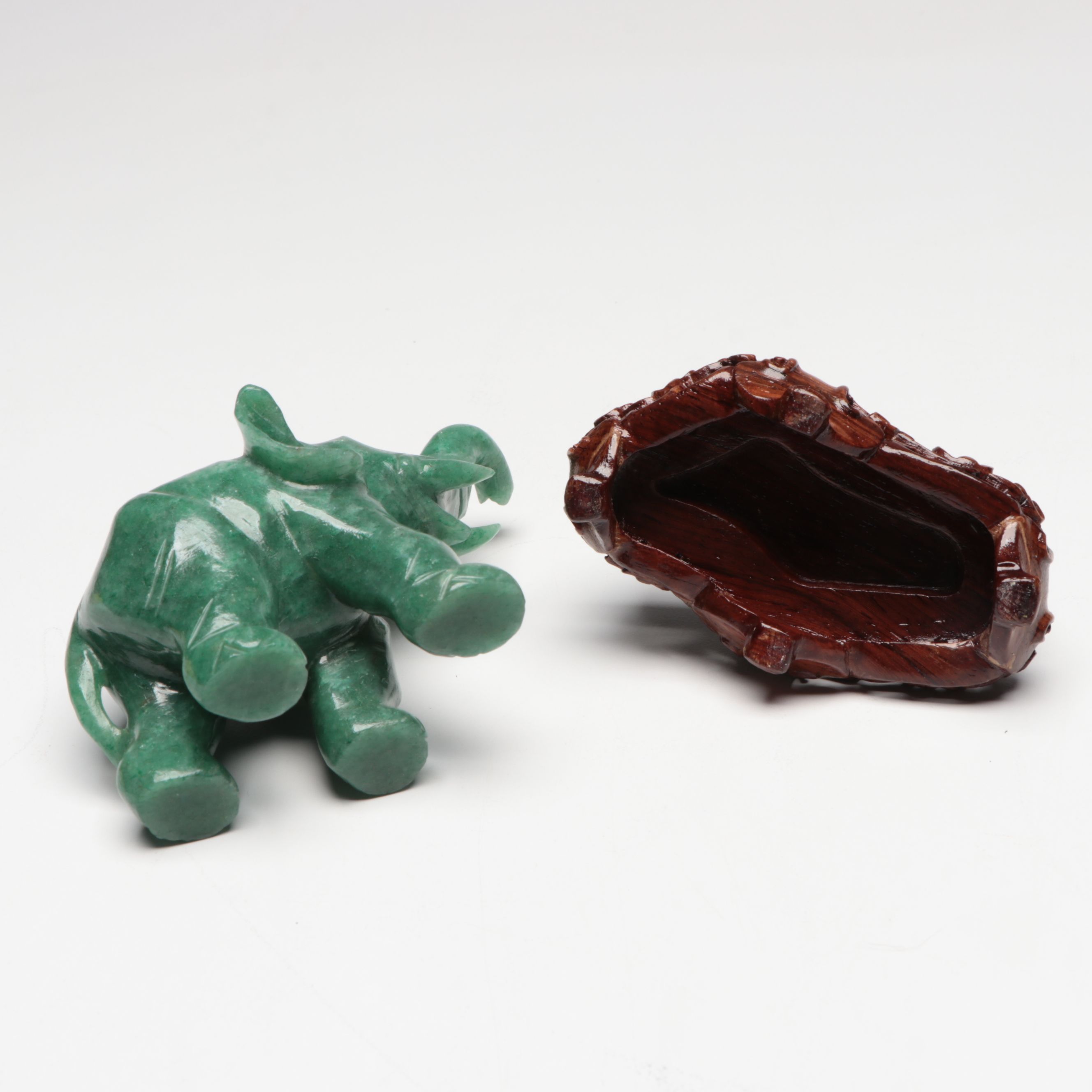 Serpentine Carved Elephant Figurines