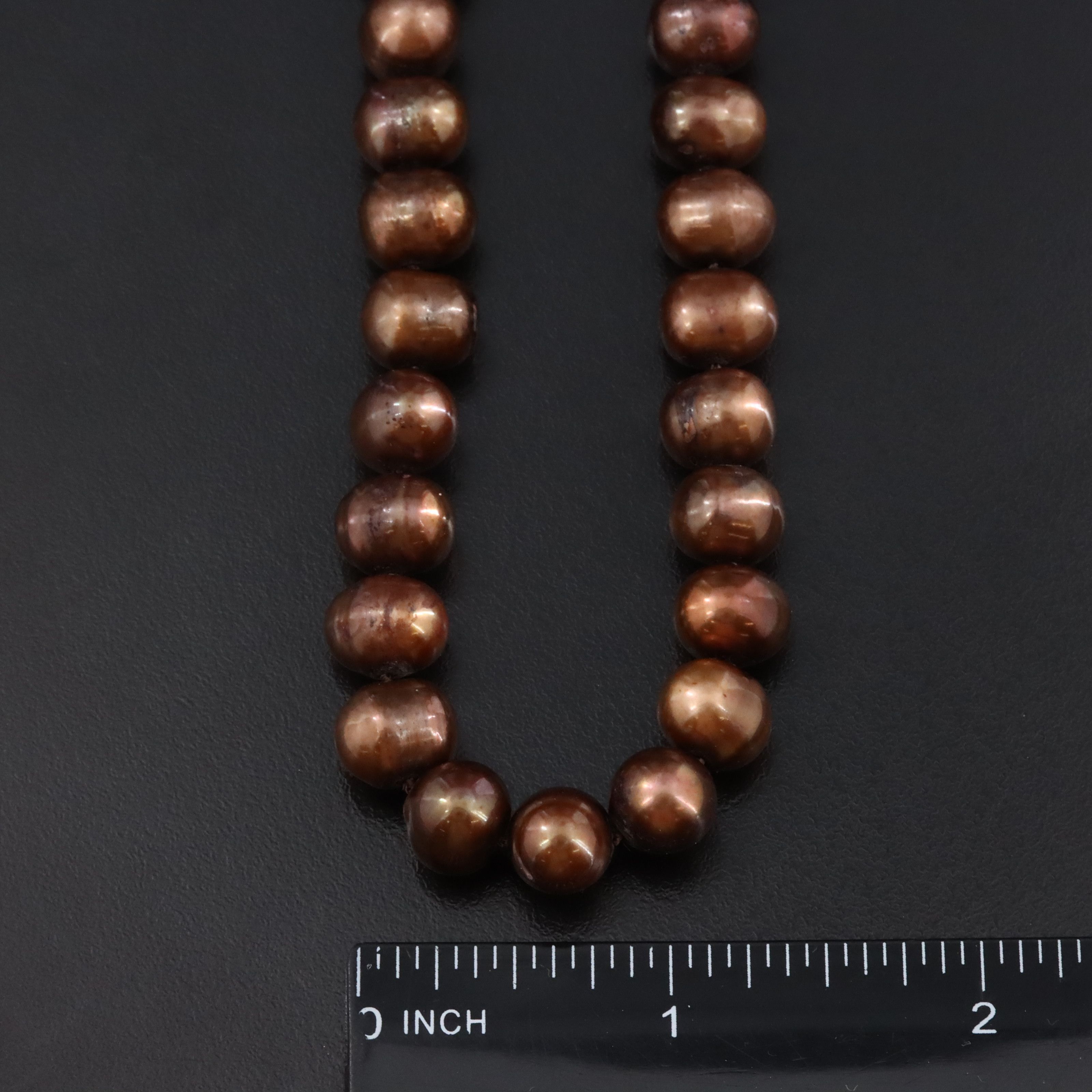 8.00 x 10.00 MM Brown Pearl Necklace with 14K Clasp