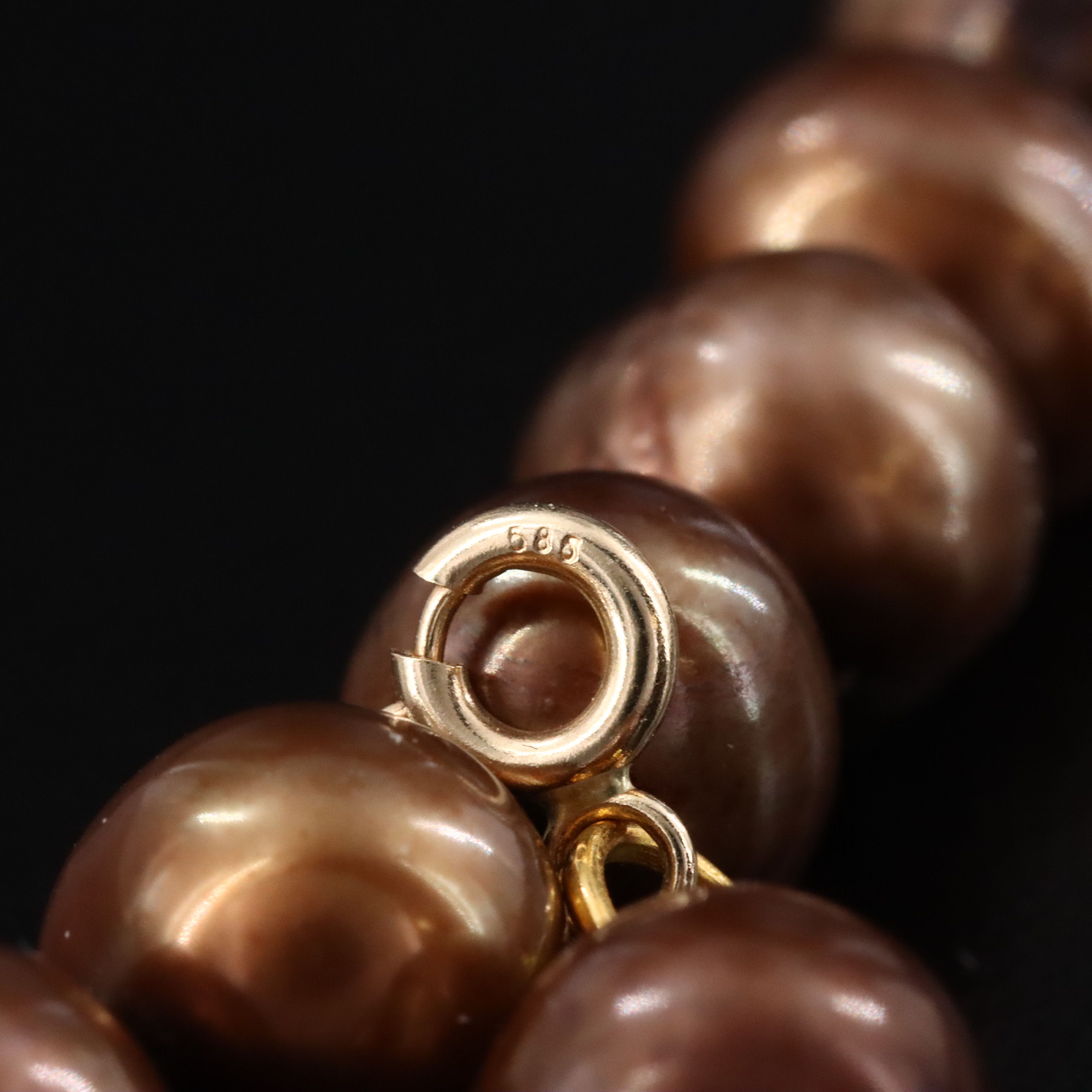 8.00 x 10.00 MM Brown Pearl Necklace with 14K Clasp