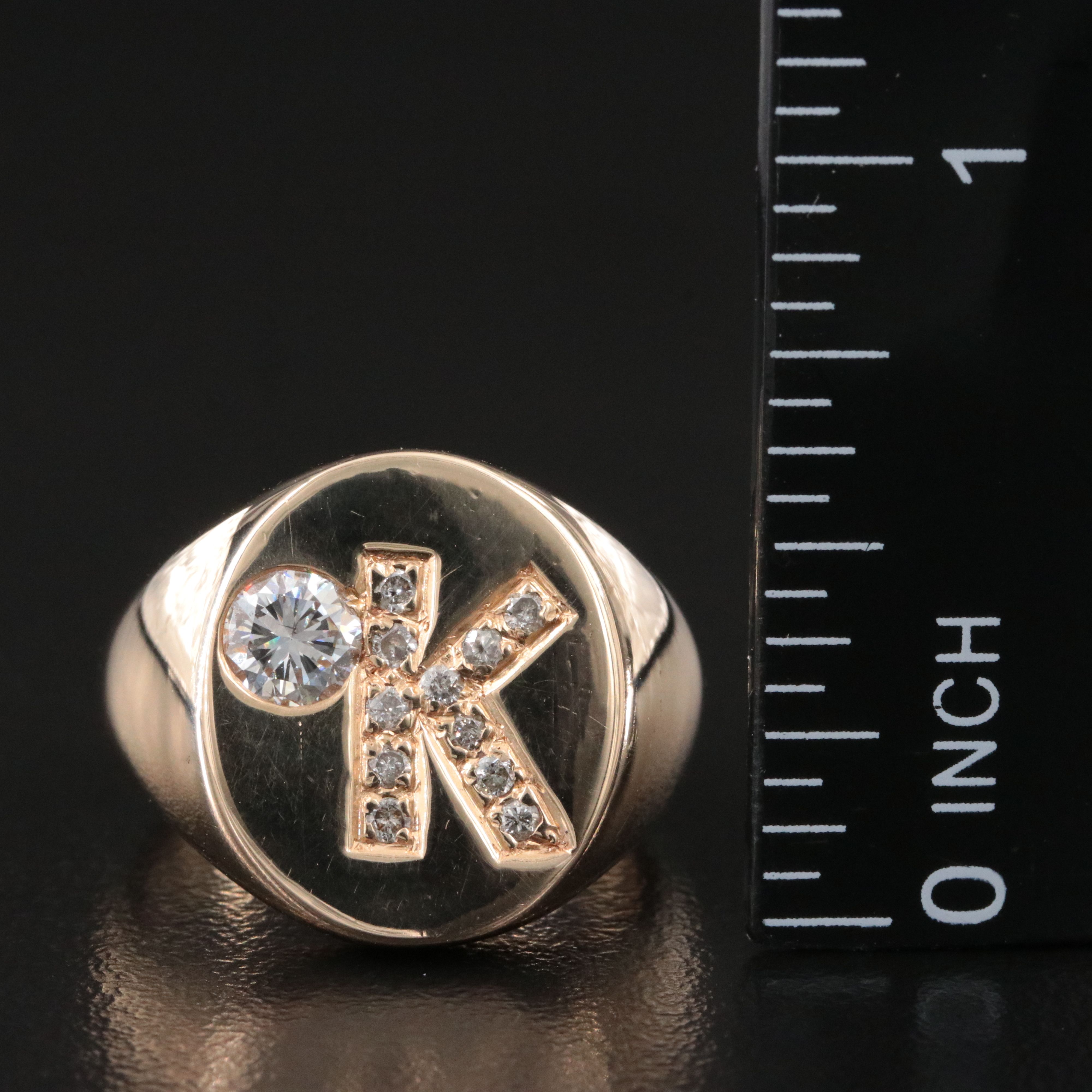 14K 0.50 CTW Diamond Initial Signet Ring