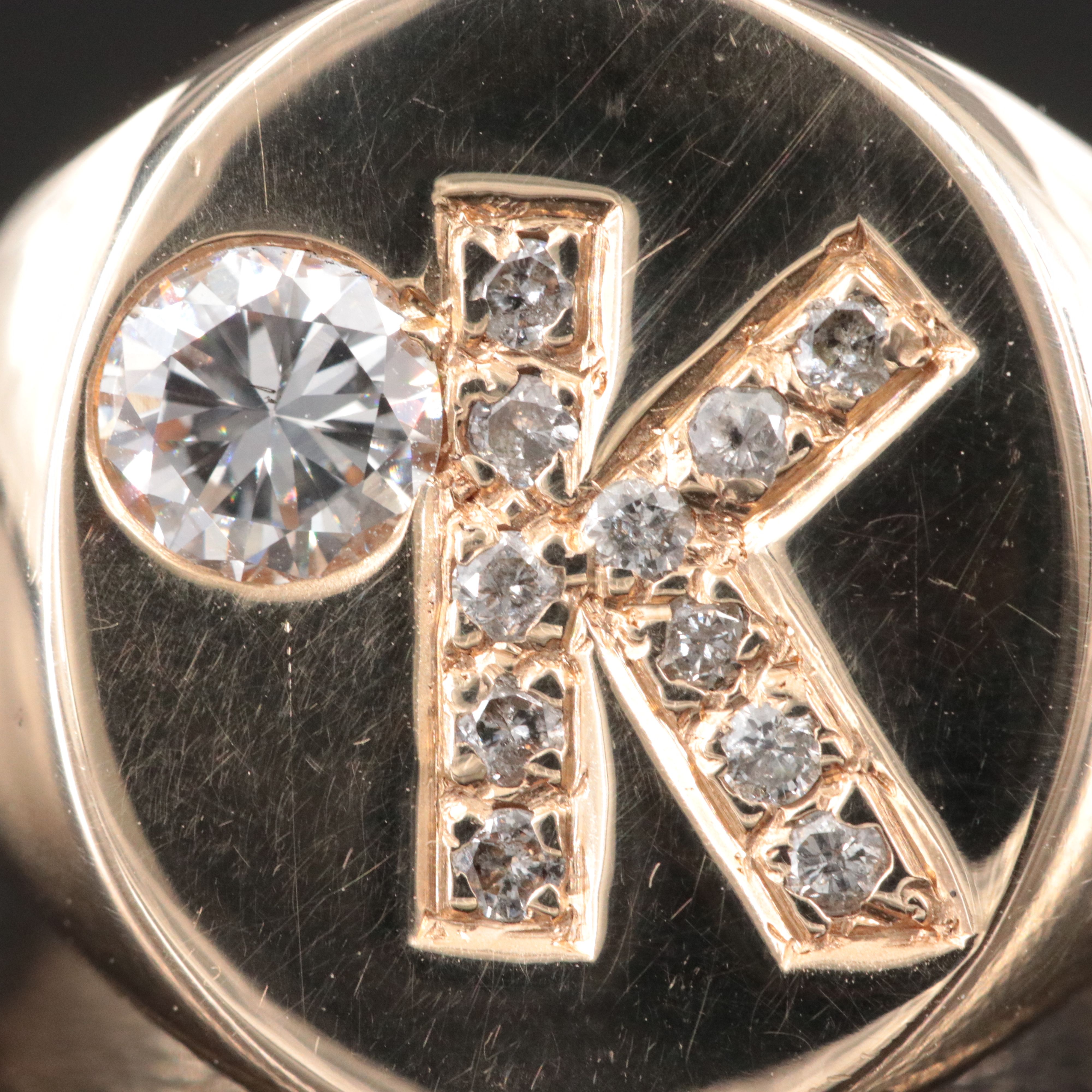 14K 0.50 CTW Diamond Initial Signet Ring