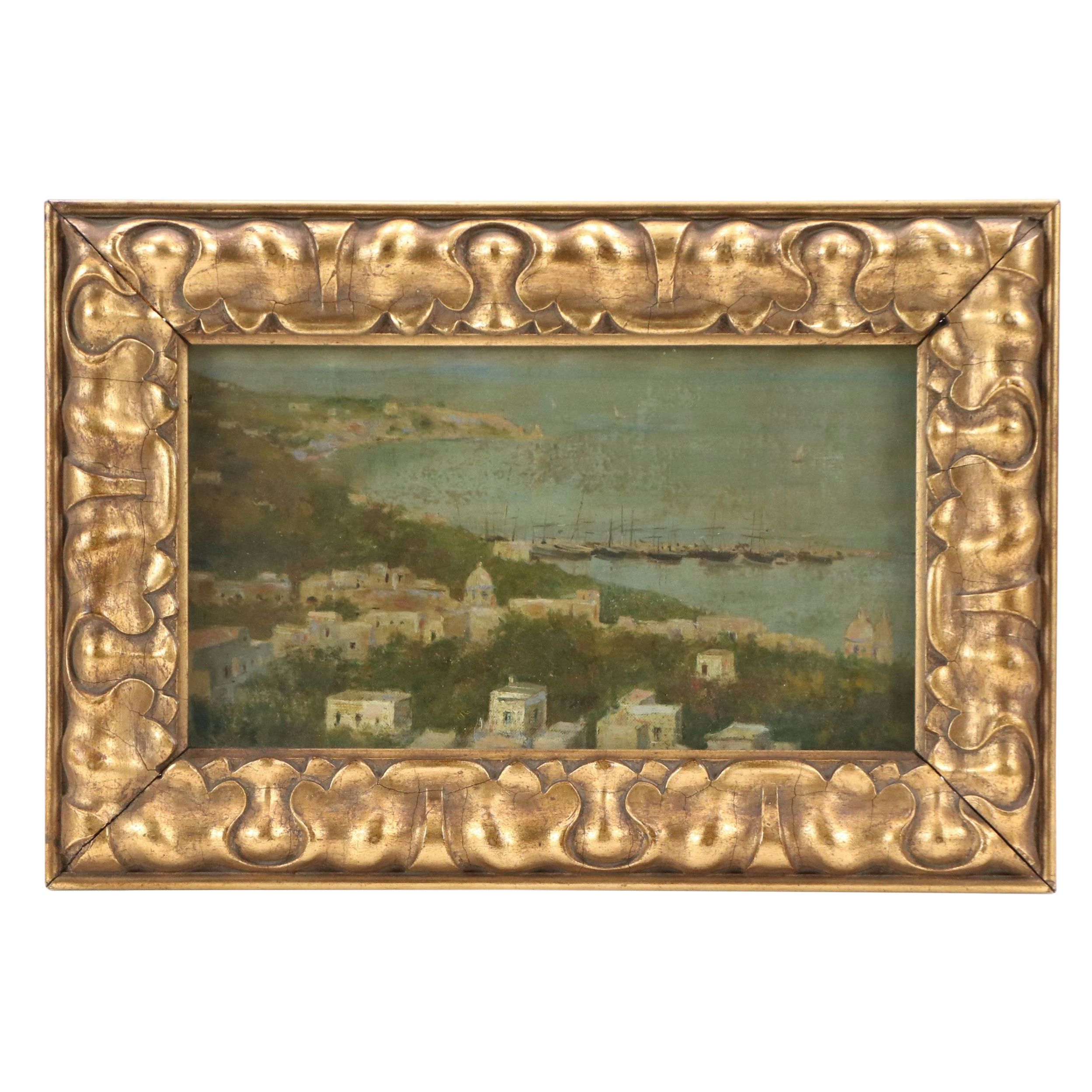 Oil Painting of Gulf of Naples, Early 20th Century