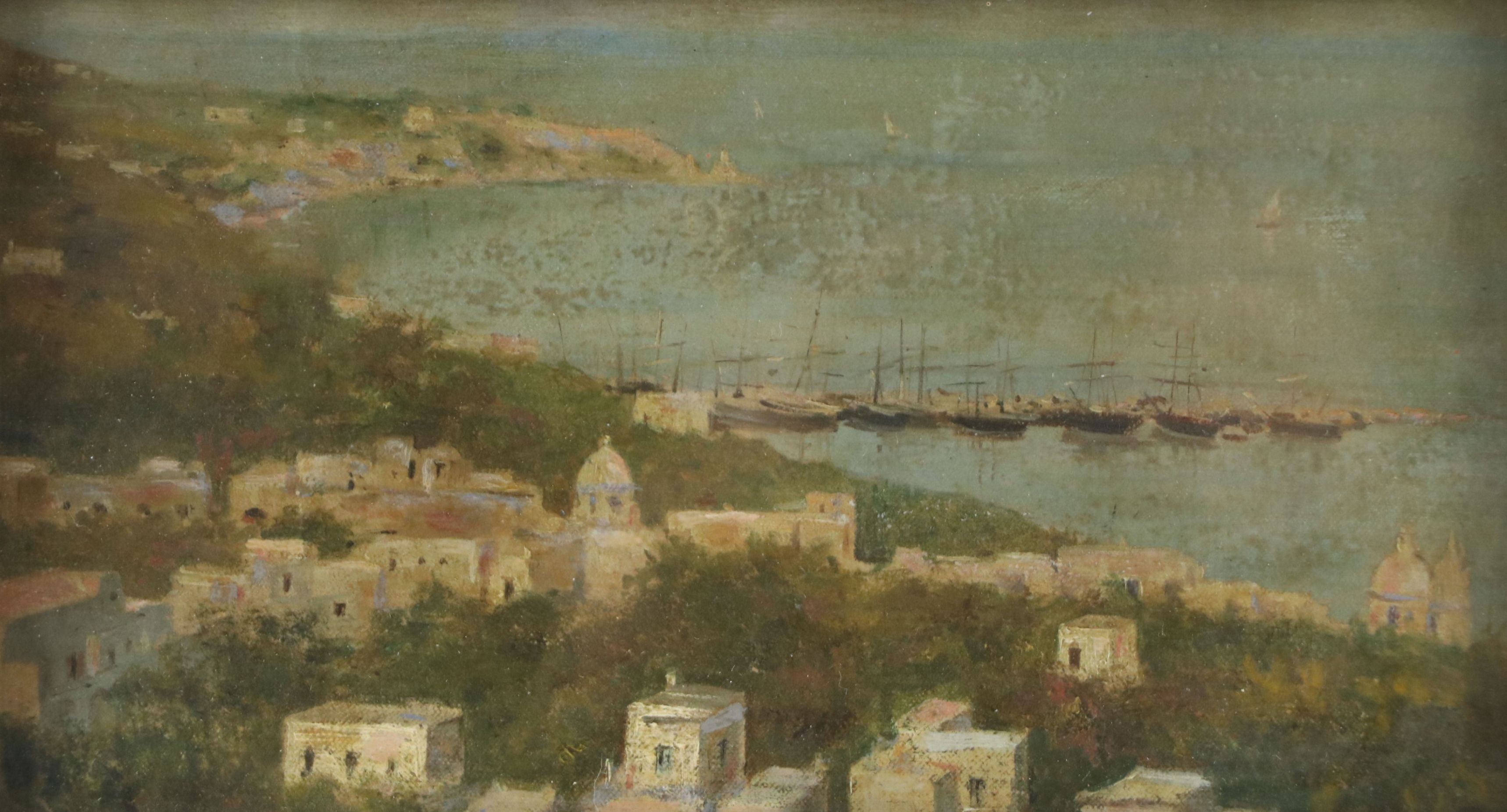 Oil Painting of Gulf of Naples, Early 20th Century