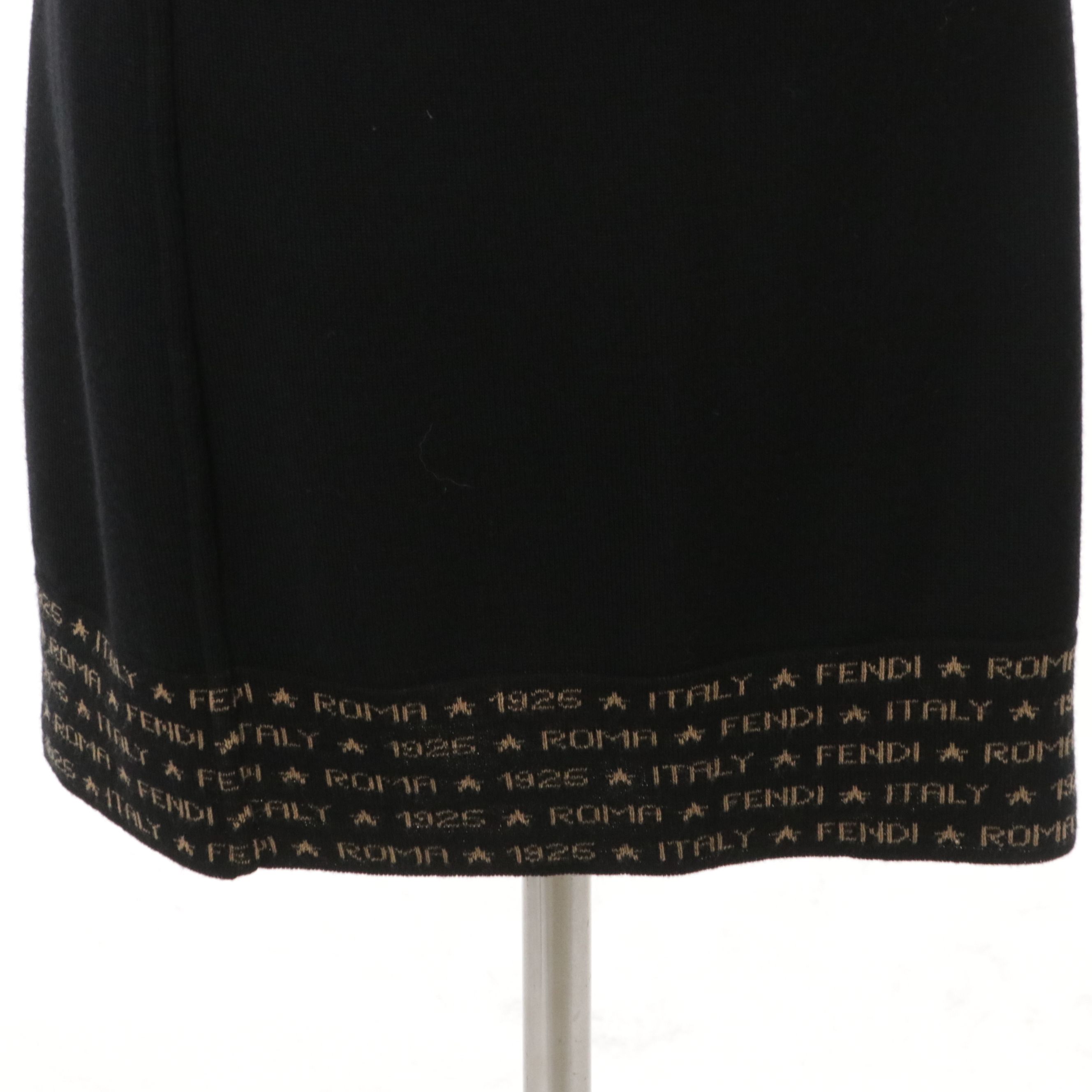Fendi Merino Wool Knit Skirt with Elastic Waistband