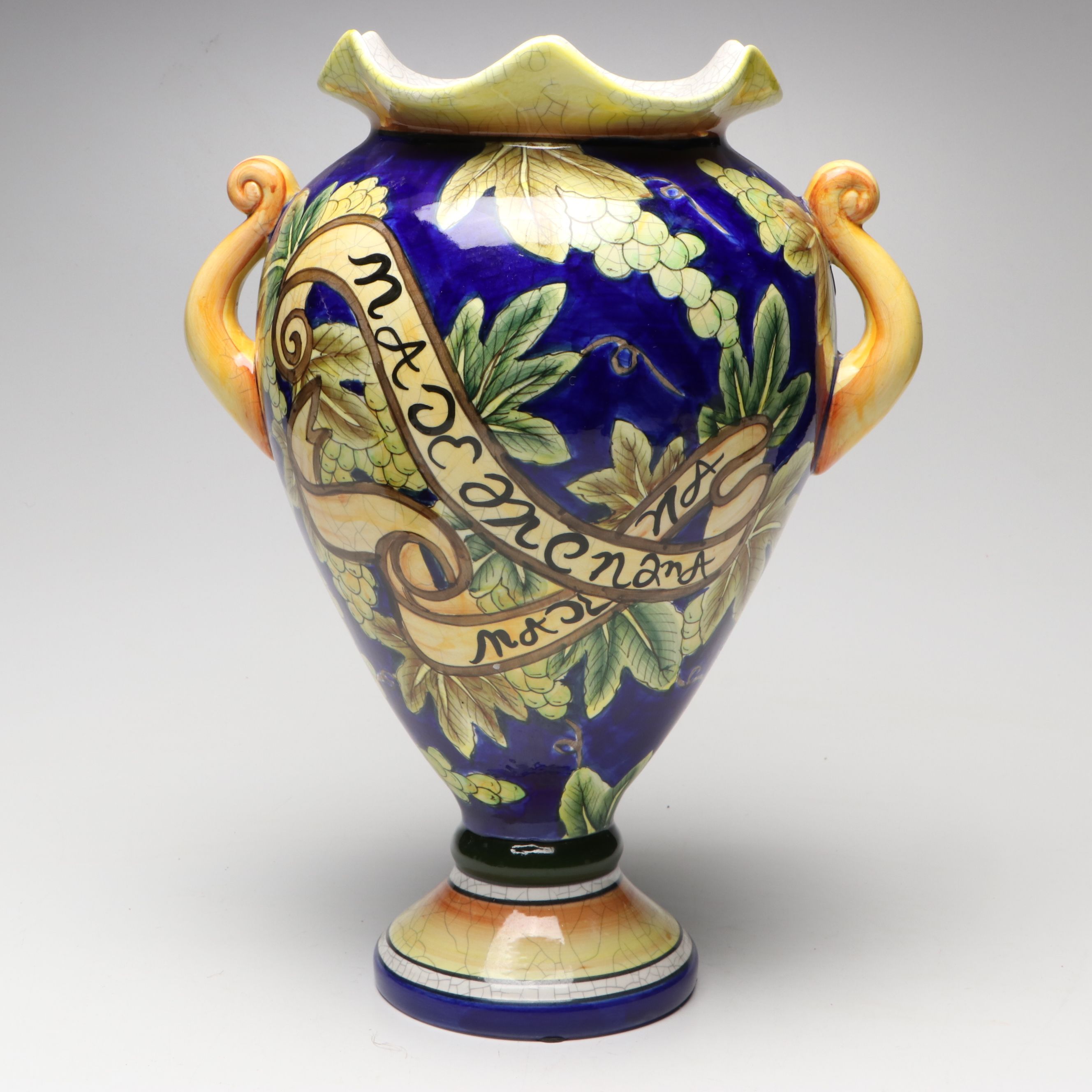 Fitz and Floyd "Exoticals" Italian Majolica Style Pottery Vase