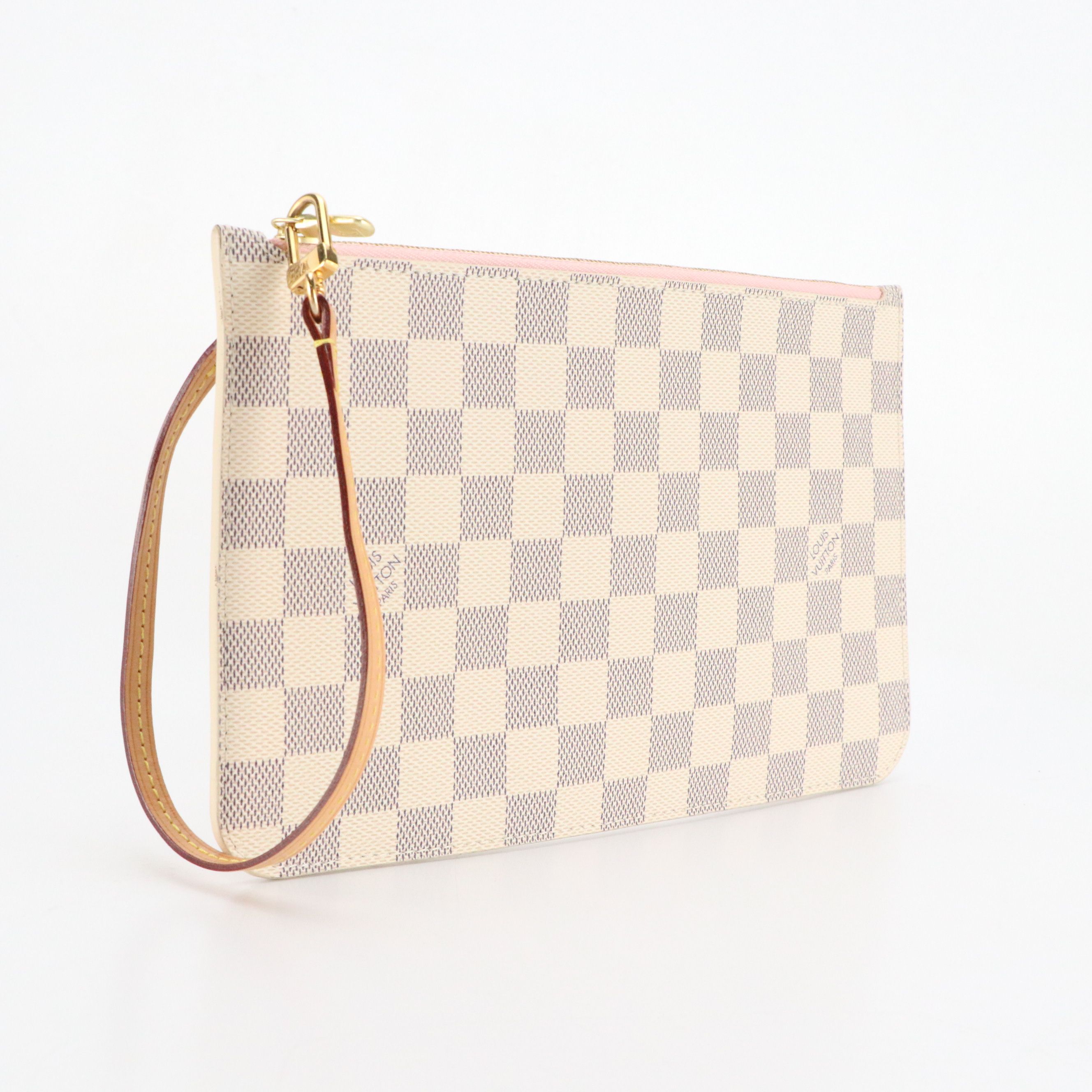 Louis Vuitton Neverfull Pochette in Damier Azur Canvas and Vachetta Leather