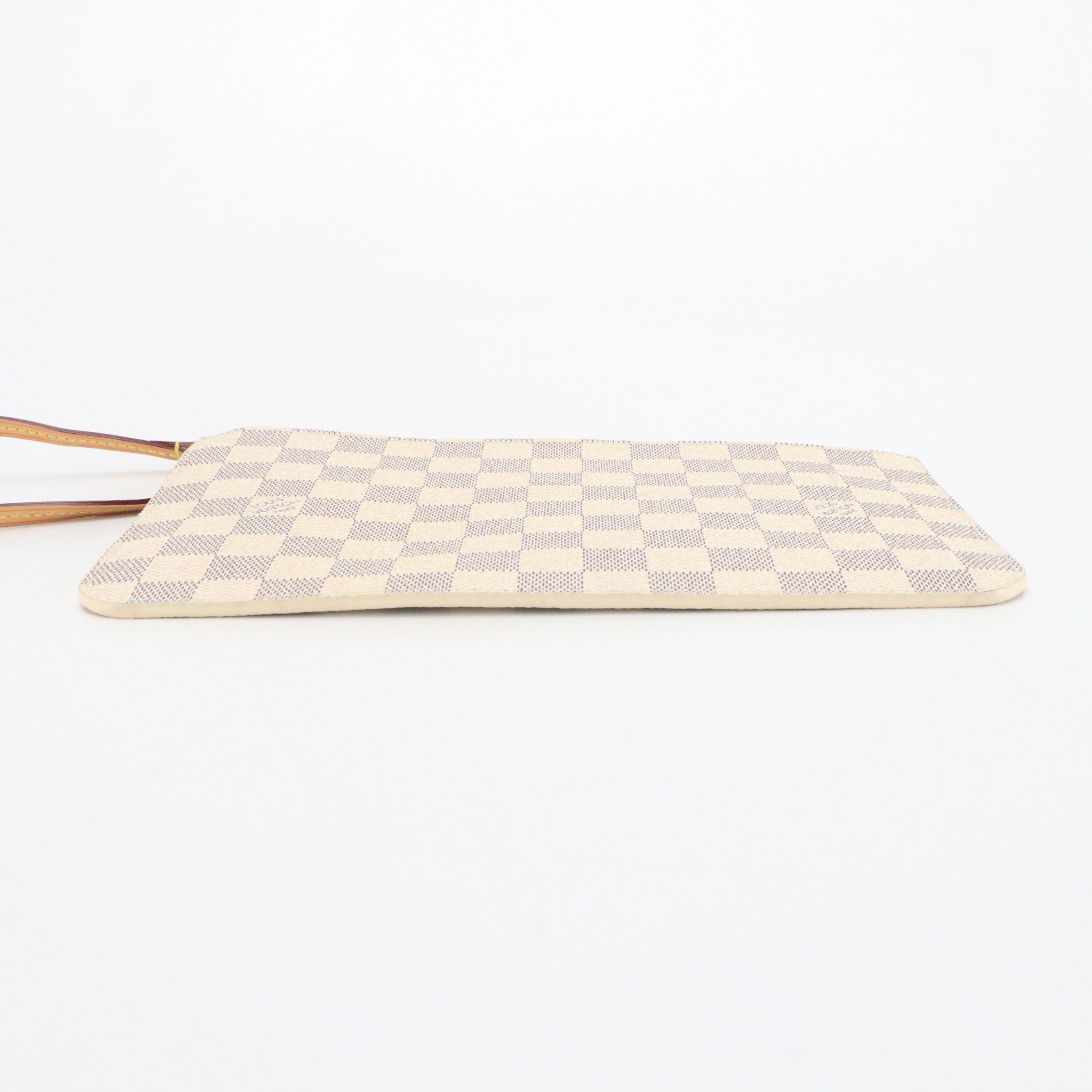 Louis Vuitton Neverfull Pochette in Damier Azur Canvas and Vachetta Leather