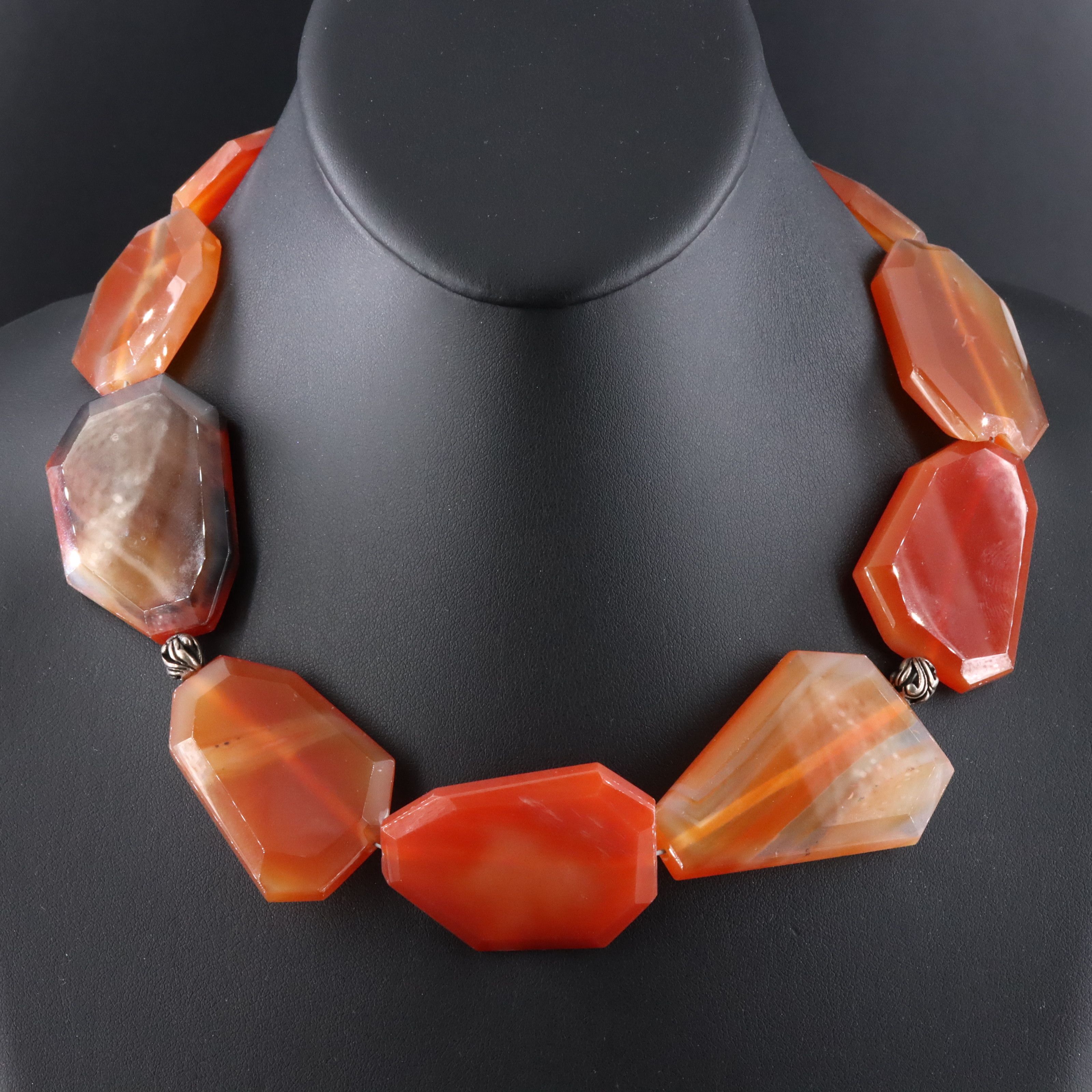 Barse Agate Necklace with Sterling Clasp