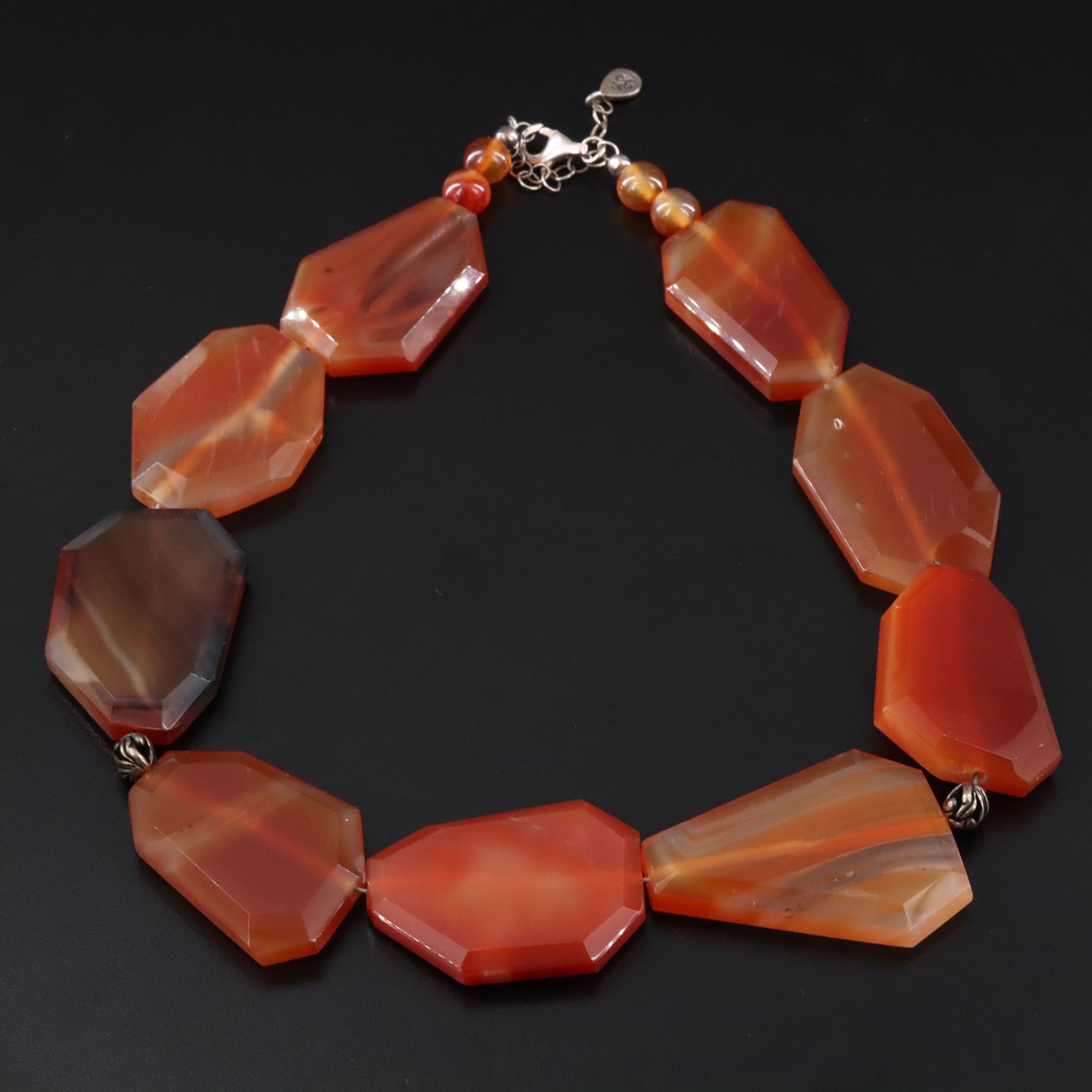 Barse Agate Necklace with Sterling Clasp