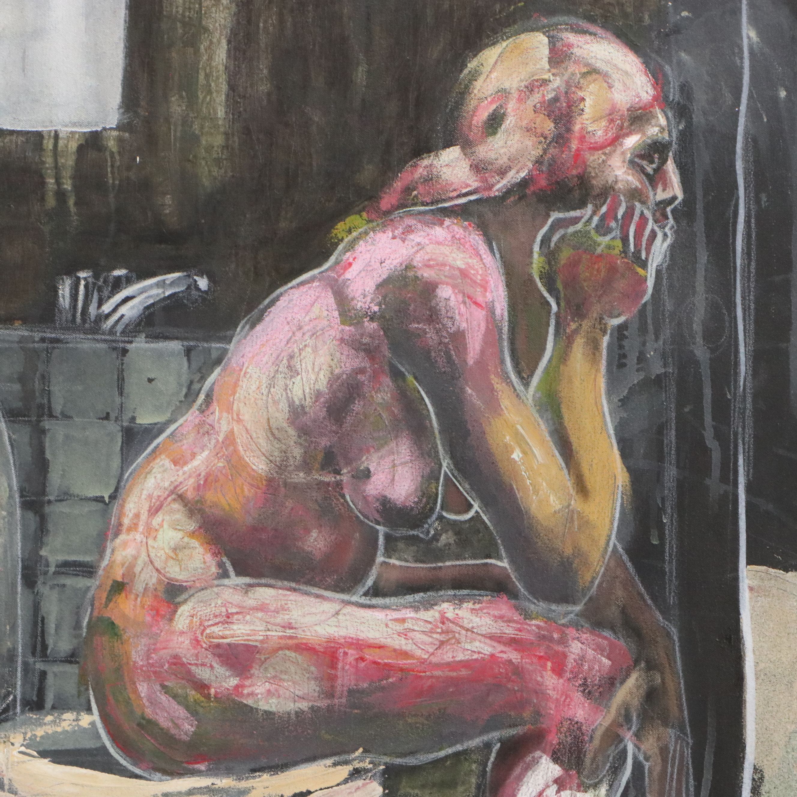 Attributed to Hugo Ochoa Acrylic Painting "Confesitorio," 2001